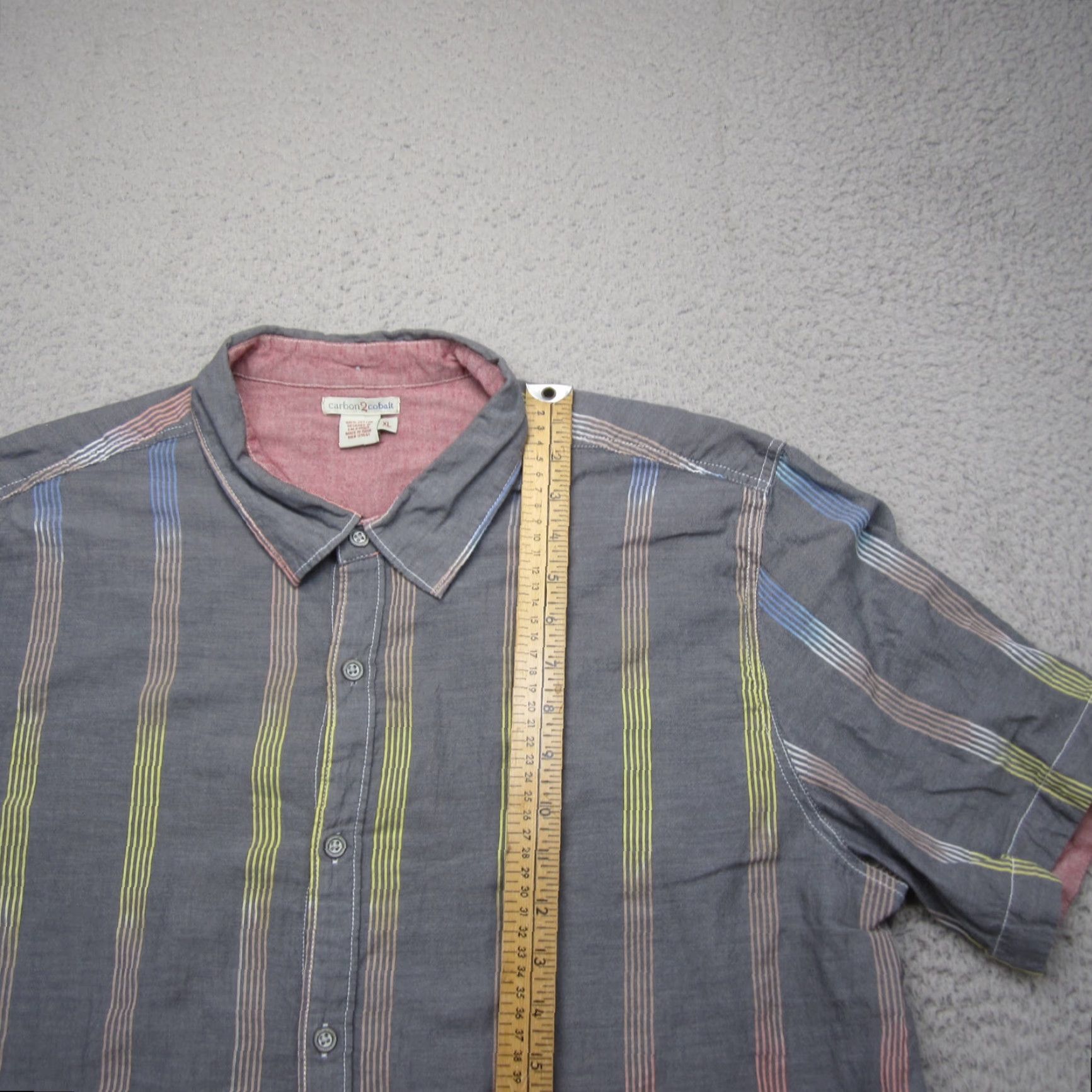 Carbon2Cobalt VINTAGE Carbon 2 Cobalt Shirt Mens Extra Large Gray Striped Button Up Lightweight Size US L / EU 52-54 / 3 - 6 Thumbnail