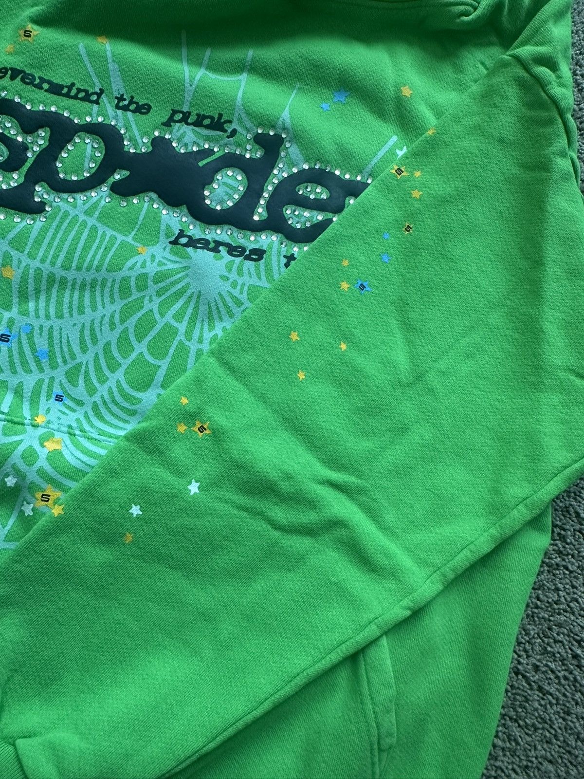 Sp5der Sp5der Green Punk V2 Rhinestone Hoodie Size US M / EU 48-50 / 2 - 4 Thumbnail