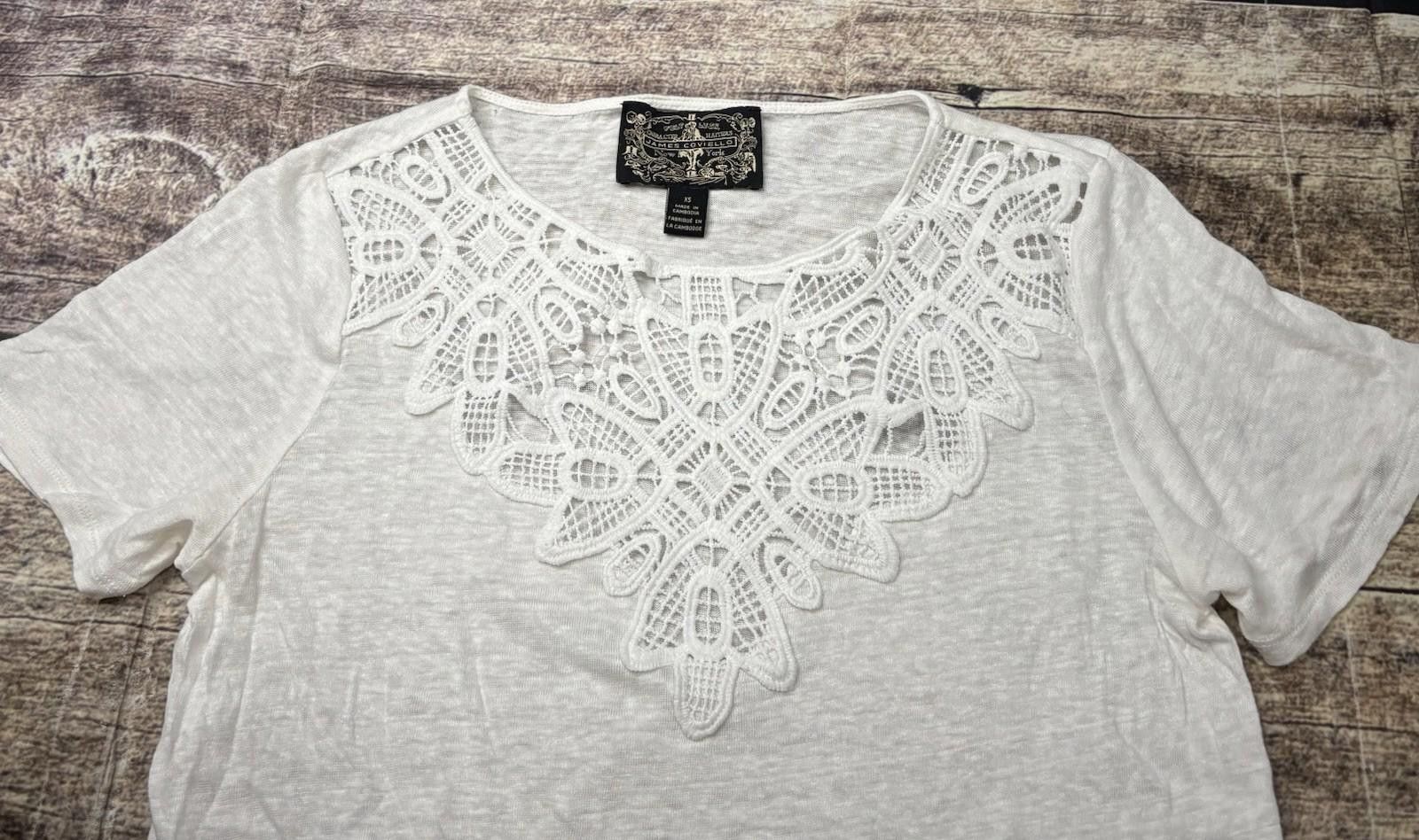 Other Anthropologie James Coviello Top Womens XS Linen Crochet Size XS / US 0-2 / IT 36-38 - 4 Thumbnail