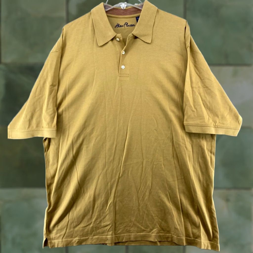 Vintage Alan Flusser Polo Shirt XL Mens Yellow Golf Short Sleeve Collared Classic Knit Cotton Sports Shirt Size US XL / EU 56 / 4 - 1 Thumbnail
