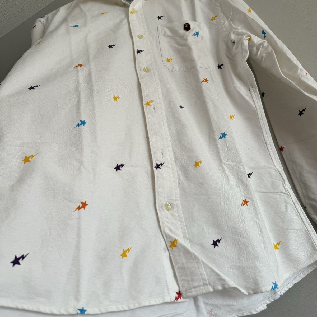 Bape OG Multicolor Star Pattern Long Sleeve Button Up Shirt Size US M / EU 48-50 / 2 - 4 Thumbnail
