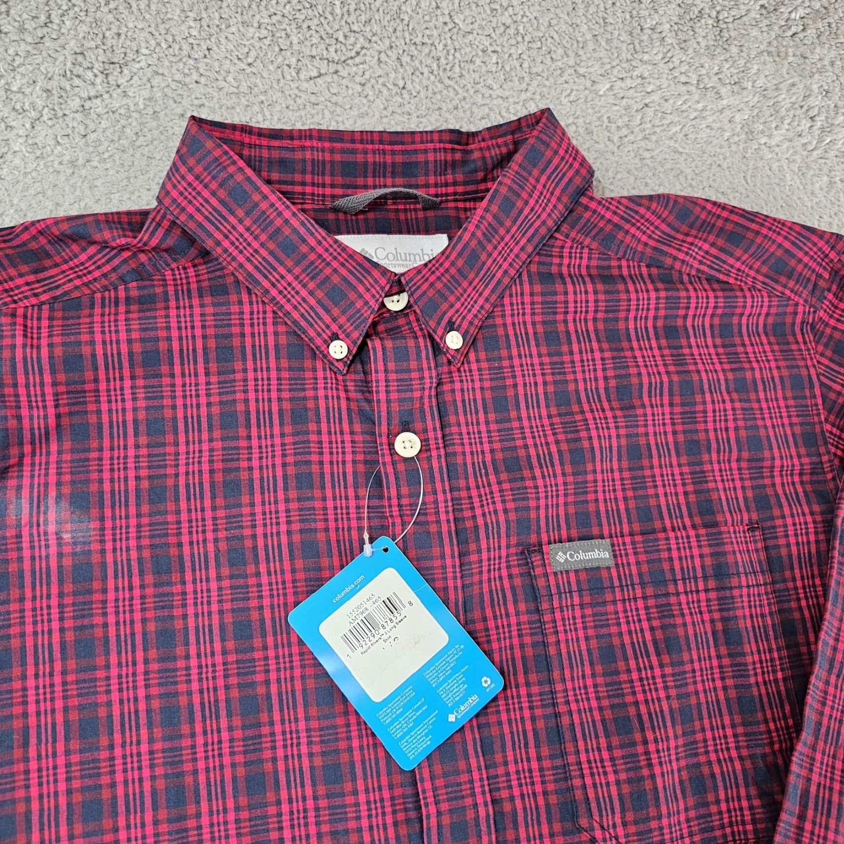 Vintage Columbia Rapid River Shirt Mens Large Red Navy Plaid Long Sleeve Button Front Size US L / EU 52-54 / 3 - 3 Thumbnail