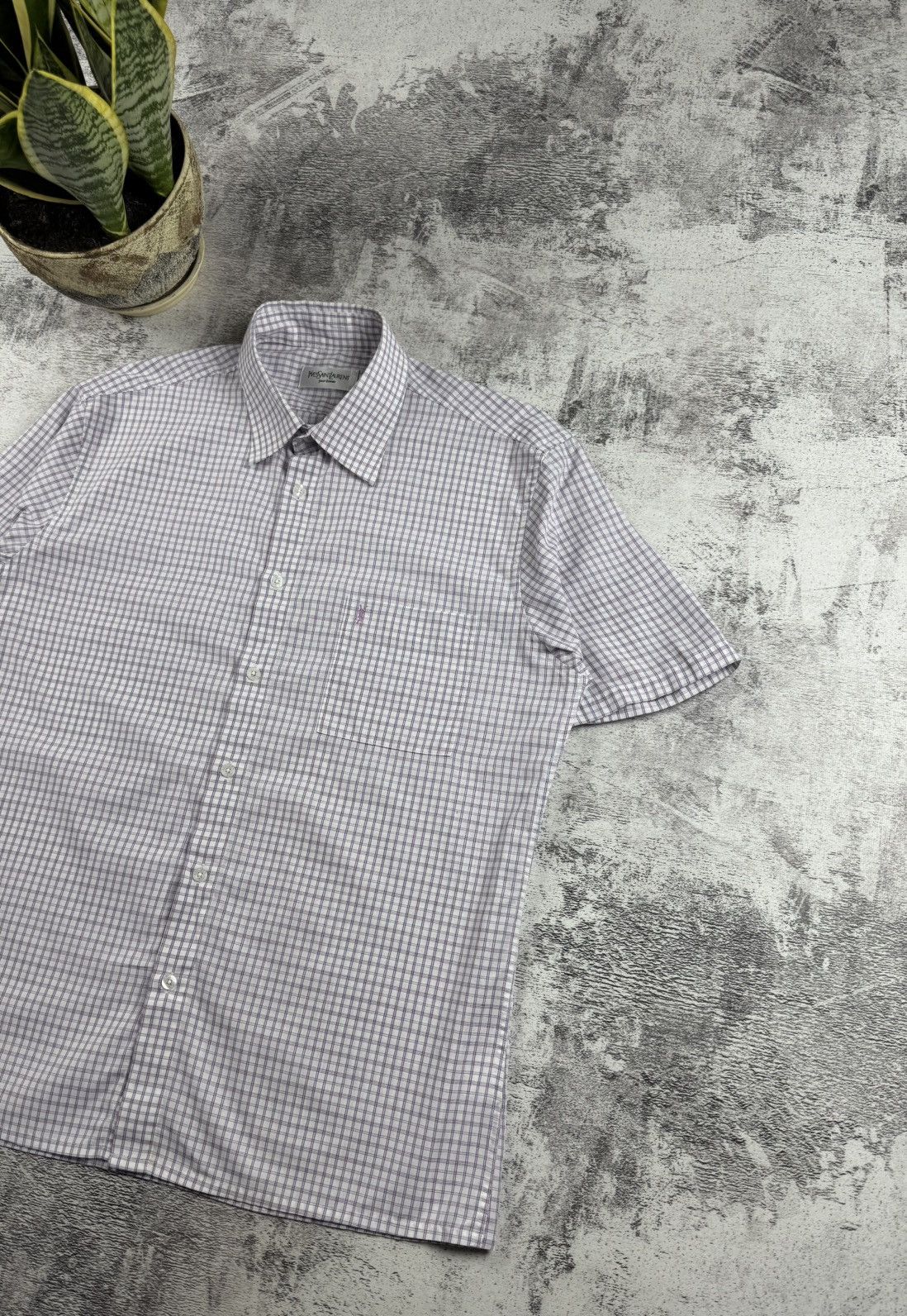 Yves Saint Laurent Yves Saint Laurent YSL Paris Checked 90S Button Blank Shirt Size US L / EU 52-54 / 3 - 3 Thumbnail