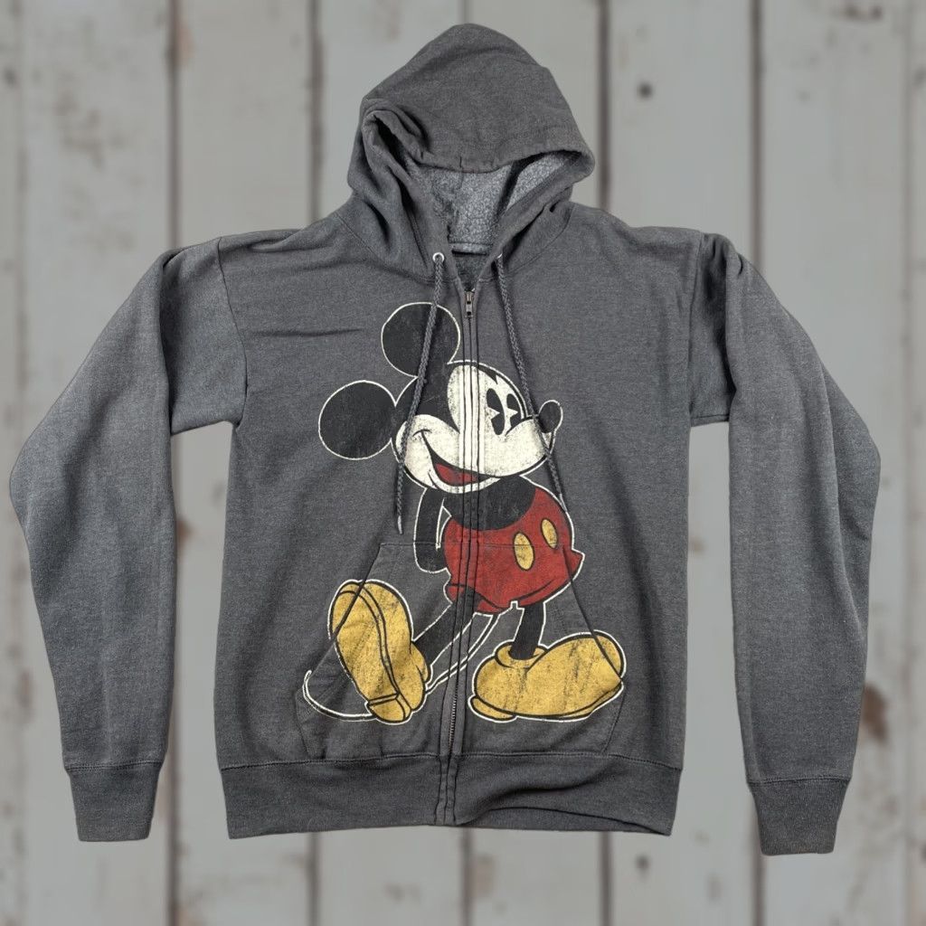 Hanes Disney Hanes Men’s Small Zip Up Hoodie Mickey Mouse Graphic Gray S Size US S / EU 44-46 / 1 - 1 Thumbnail