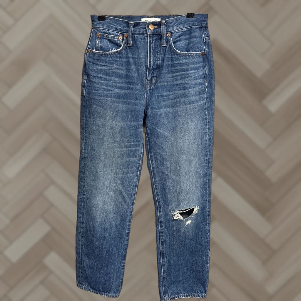 Madewell Madewell Jeans Womens Blue Denim Straight 25 Regular Dark Wash Size 25 Slim Classic Straight Jean Mens? Size 42" / US 20 - 1 Thumbnail