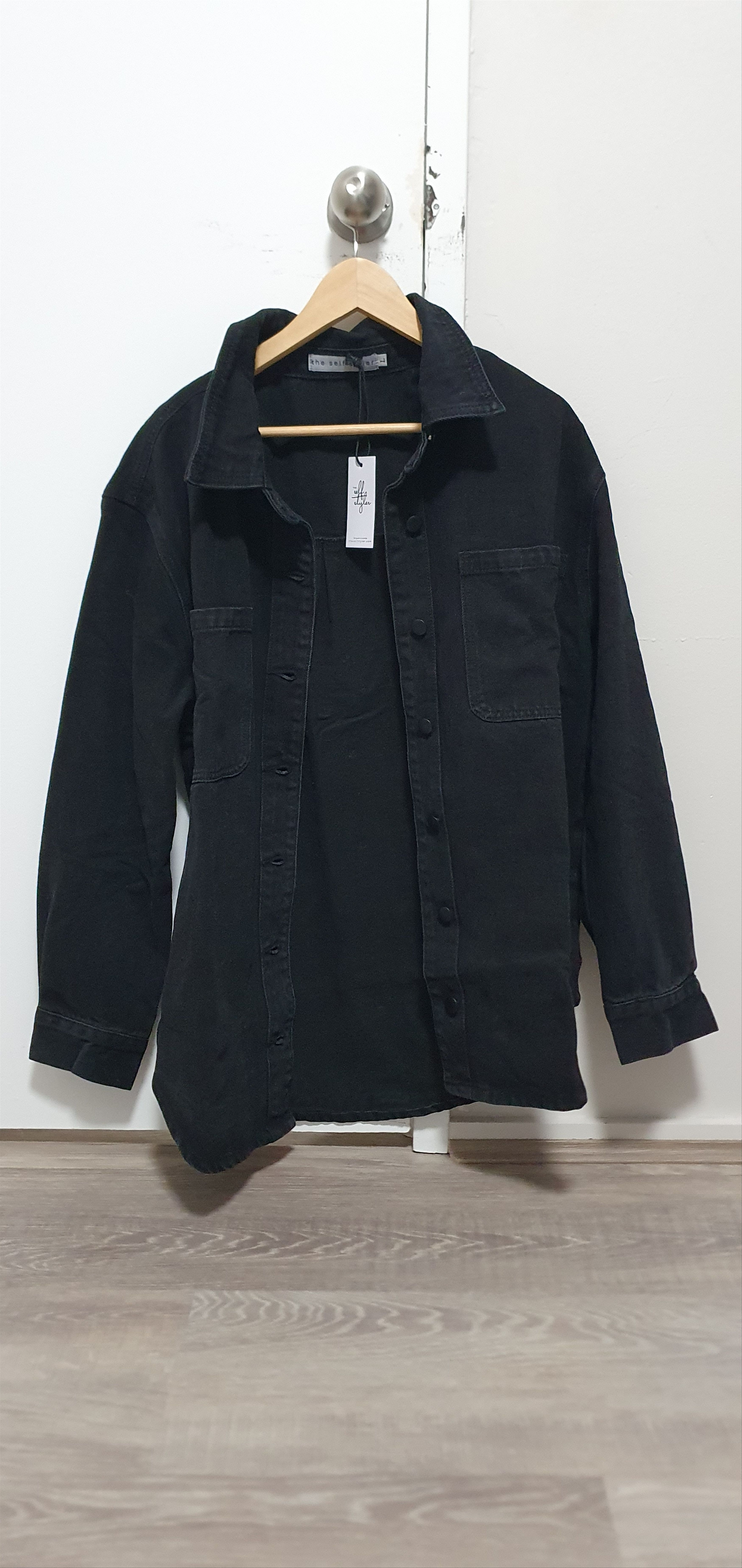 Other The Self Styler Black Denim Jacket Size L / US 10 / IT 46 - 1 Thumbnail
