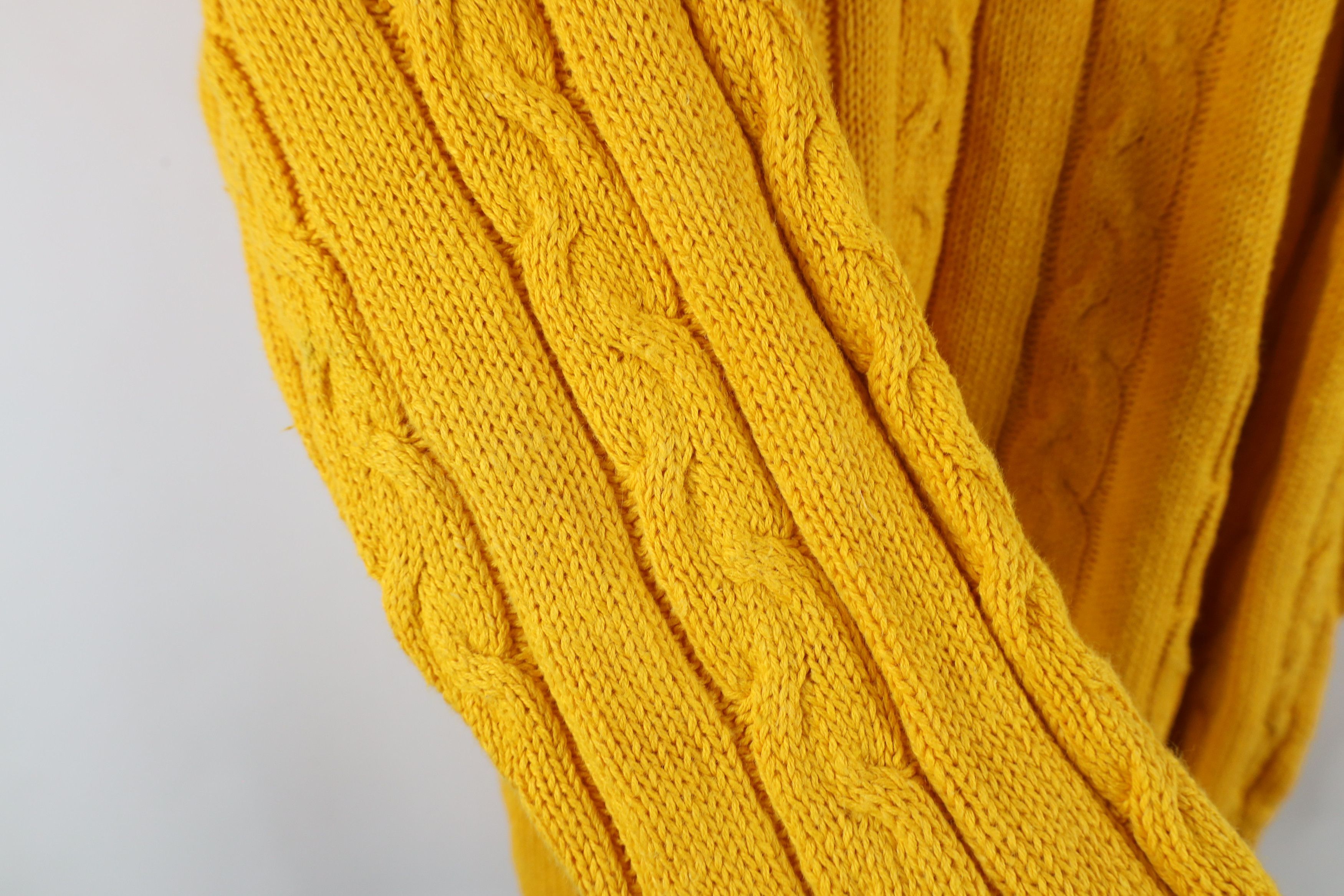 Vintage Vintage 90s Streetwear Chunky Cable Knit Sweater Yellow Size M / US 6-8 / IT 42-44 - 6 Thumbnail