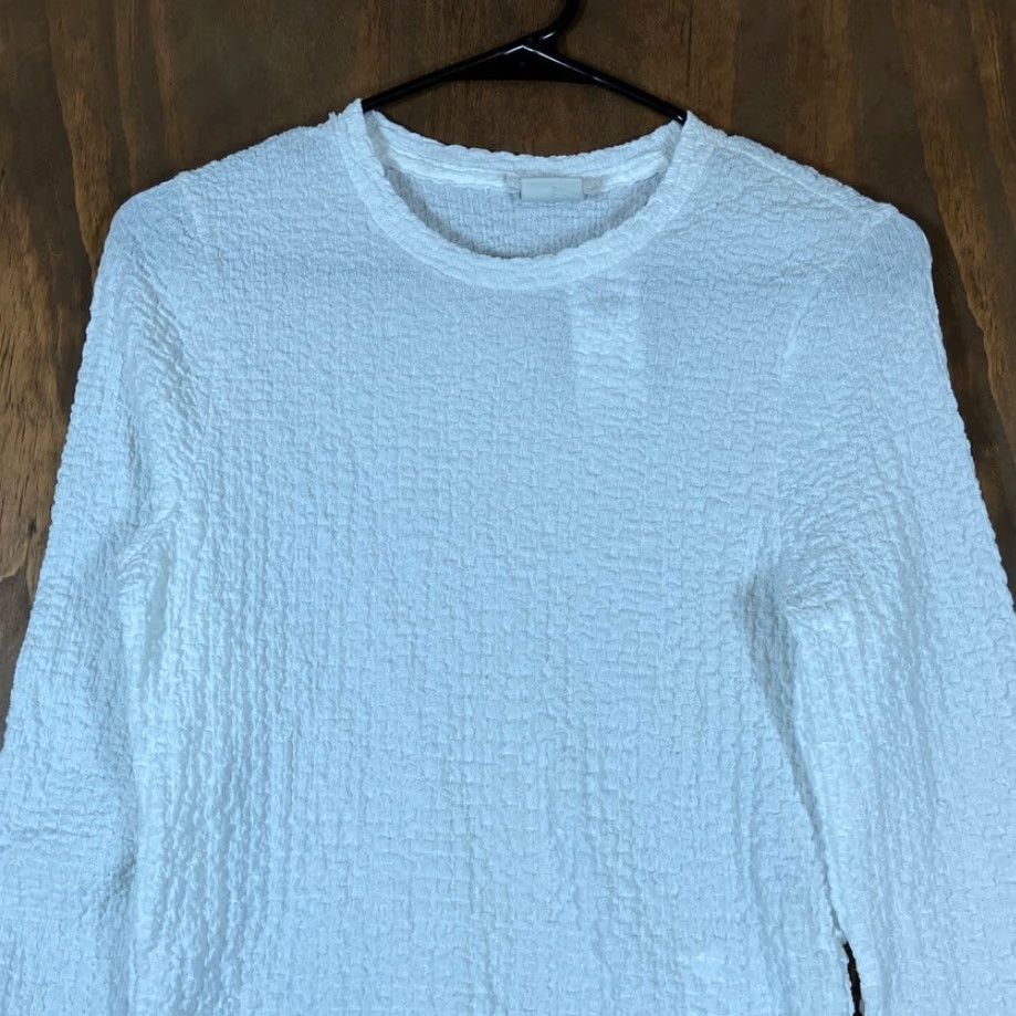 Abercrombie & Fitch Abercrombie & Fitch Womens Shirt White Fitted Textured Sheer Stretch Medium Size M / US 6-8 / IT 42-44 - 2 Thumbnail