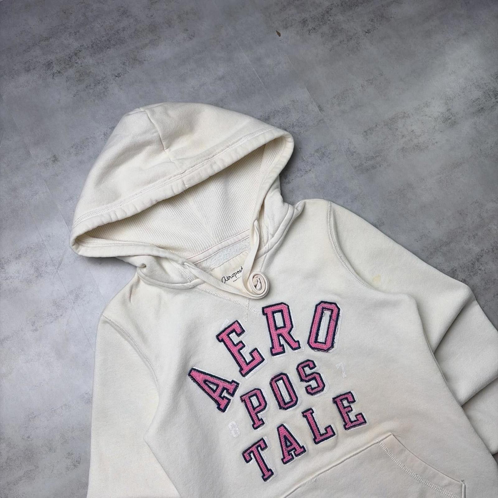Aeropostale Y2K White Aeropostale Grunge Skater Thermal Hoodie Size S / US 4 / IT 40 - 5 Thumbnail