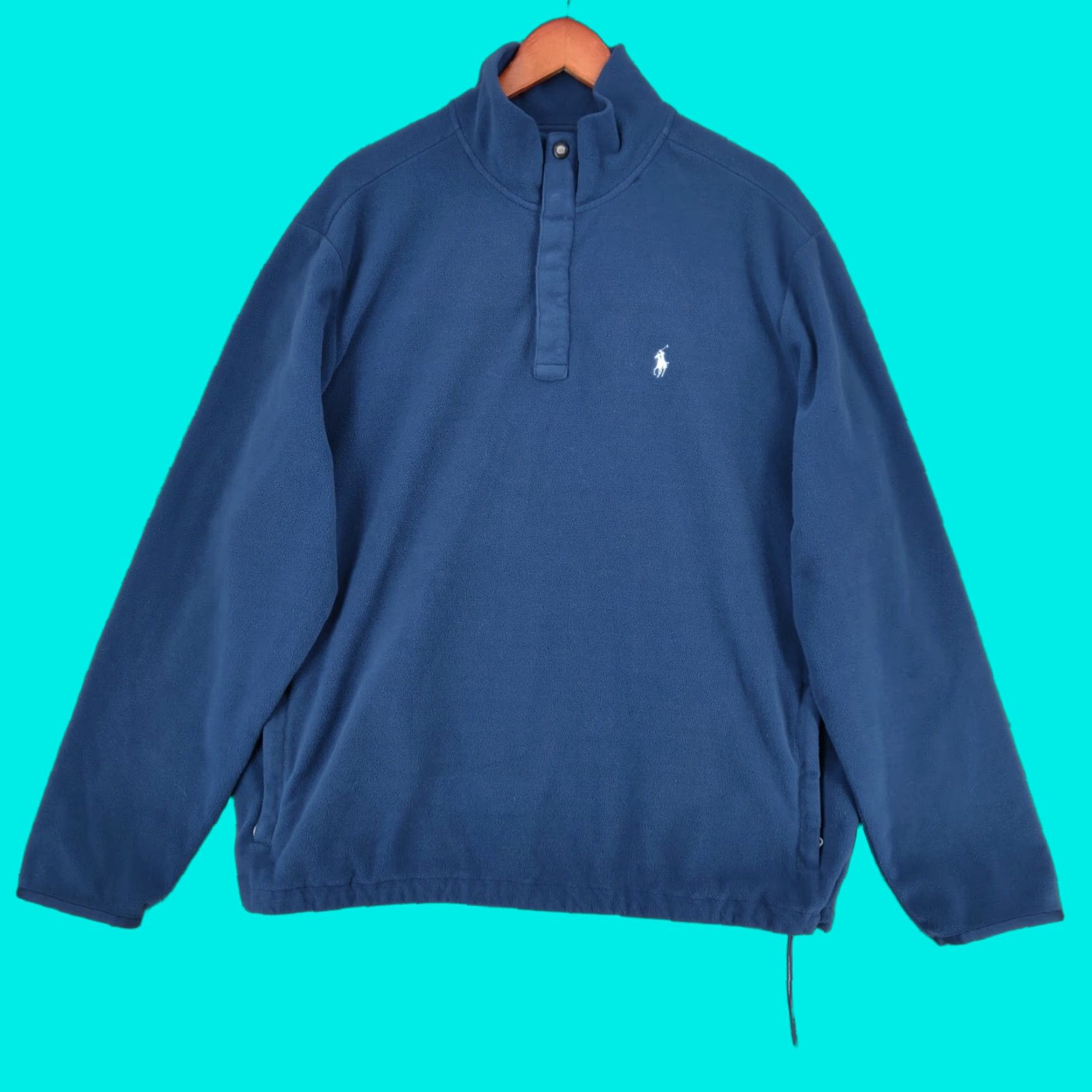 Polo Ralph Lauren VINTAGE Polo Golf Ralph Lauren Sweater Mens XL Blue Long Sleeve Soft 1/4 Zip Snap Mock Size US XL / EU 56 / 4 - 1 Thumbnail