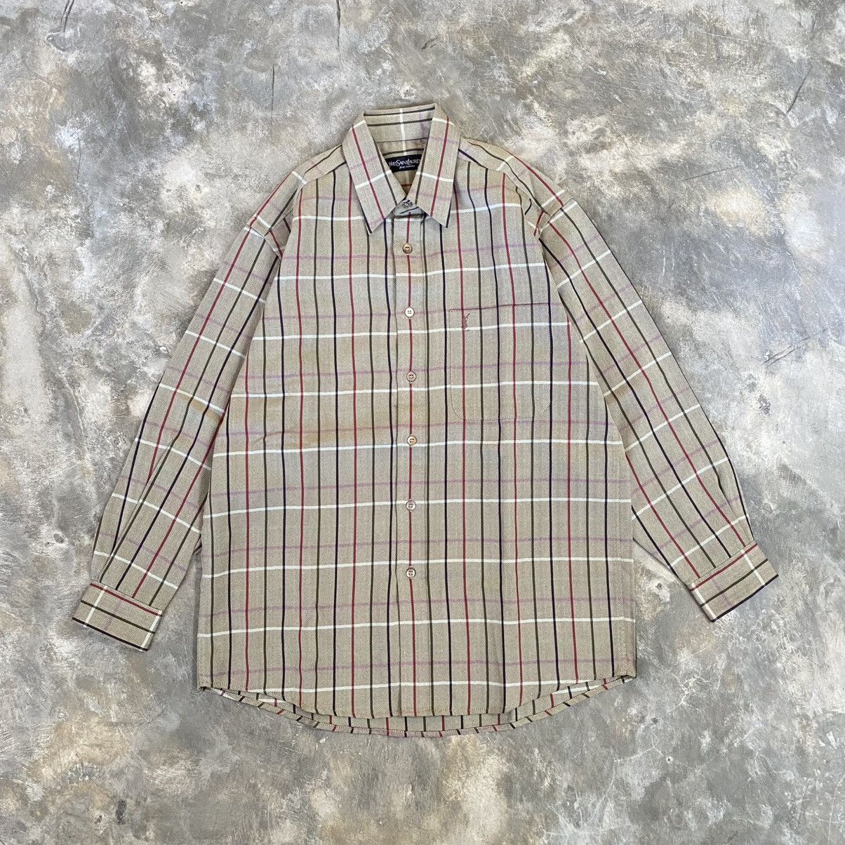 Yves Saint Laurent Vintage 90s YSL Stripe Long Sleeve Button up Shirt Size US M / EU 48-50 / 2 - 1 Thumbnail
