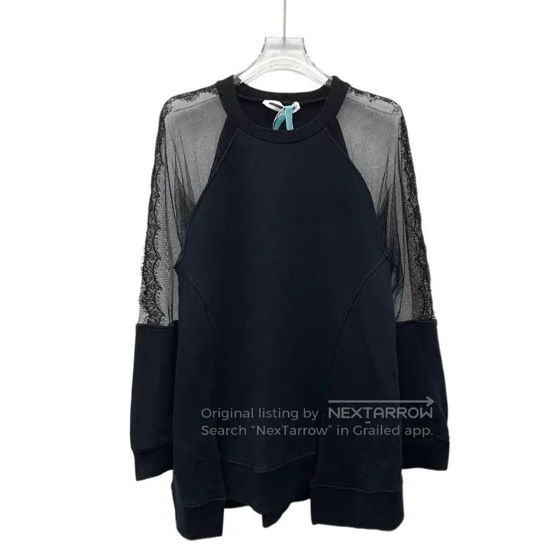 Alexander McQueen Alexander Mcqueen Black lace stitching round-neck long-sle Size US XXS / EU 40 - 1 Thumbnail