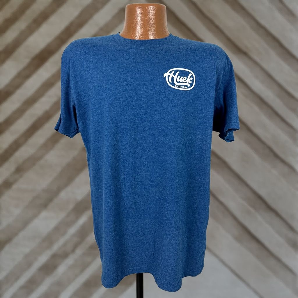 Vintage Huck Outdoors Shirt Large Heather Blue Fishing Lures Nature Freshwater Size US L / EU 52-54 / 3 - 1 Thumbnail
