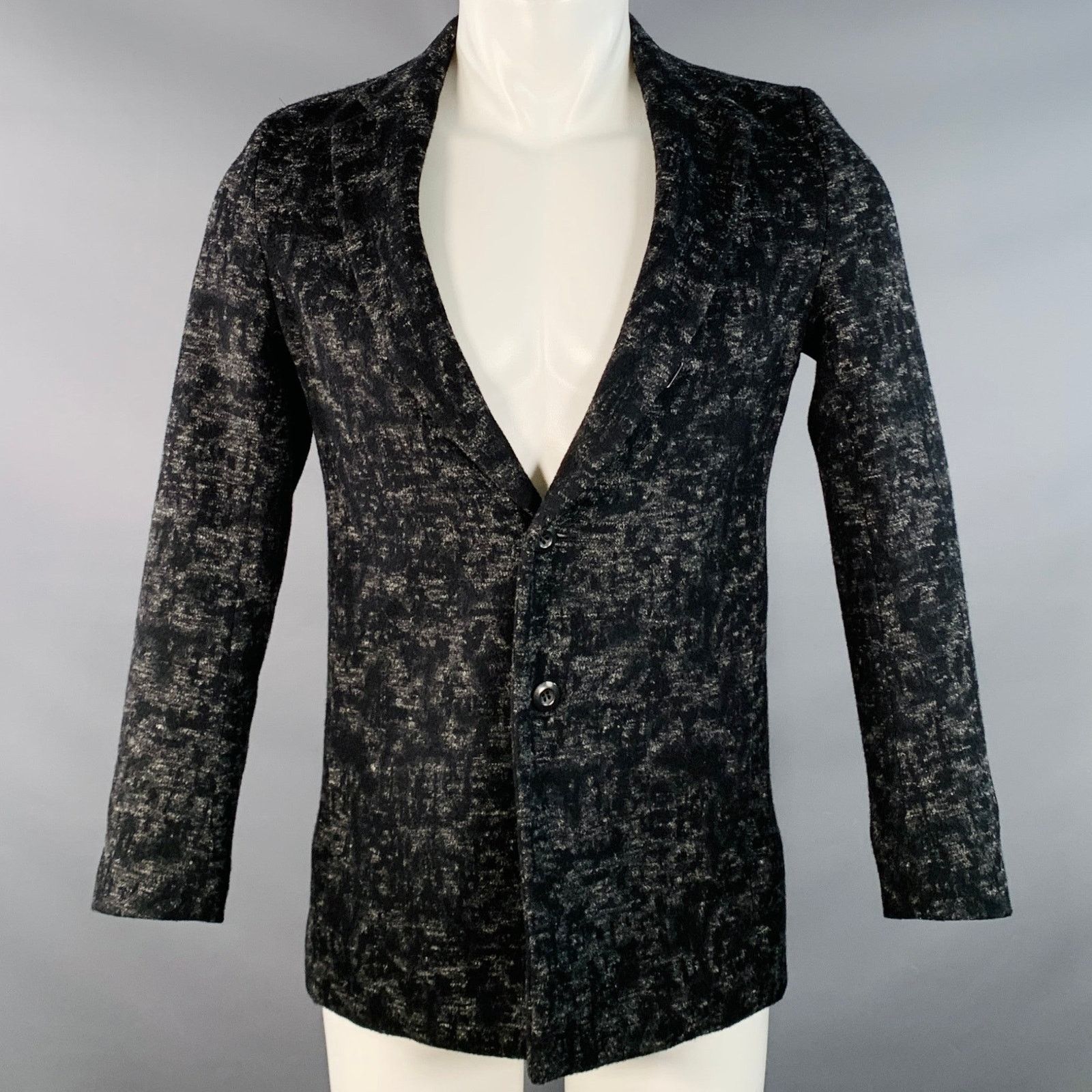 Attachment ATTACHMENT Size S Black Grey Textured Wool Jacket Size 36S - 2 Thumbnail