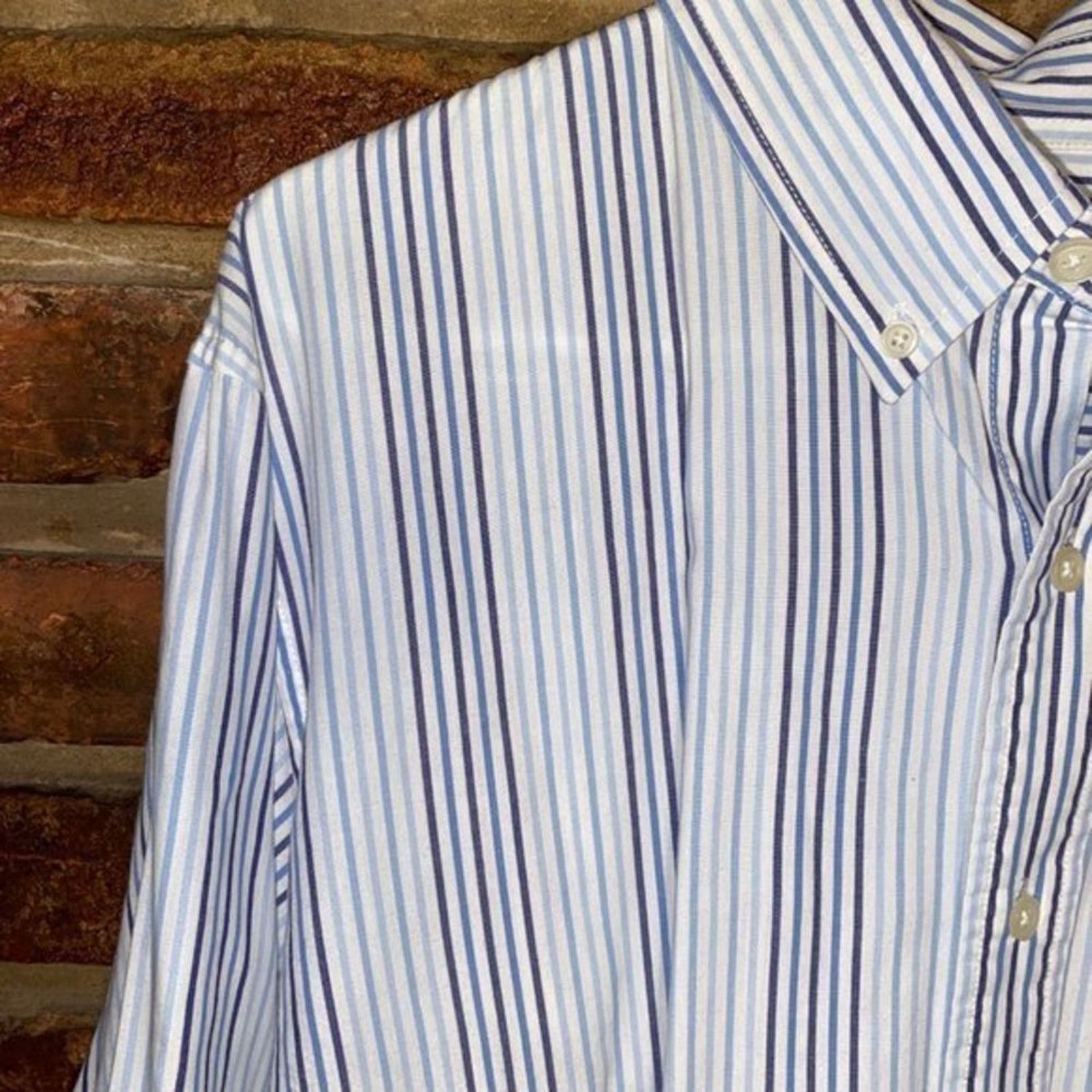 Sonoma Sonoma White Blue Stripe Long Sleeve Button Down Shirt Large Size US L / EU 52-54 / 3 - 2 Thumbnail