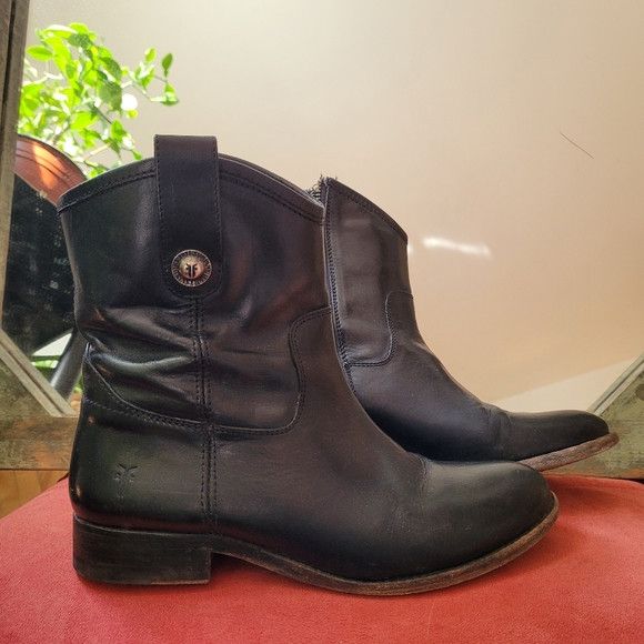 Frye Frye Melissa Black Leather Ankle Short Boots - Size 6.5us Size US 6.5 / IT 36.5 - 8 Thumbnail