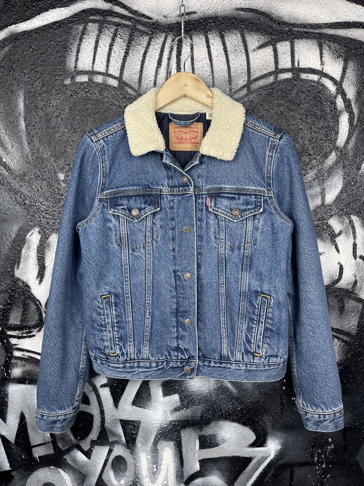 Levi's Levi’s Blue Denim Jeans Sherpa Jacket Women’s Size Medium Size M / US 6-8 / IT 42-44 - 3 Thumbnail