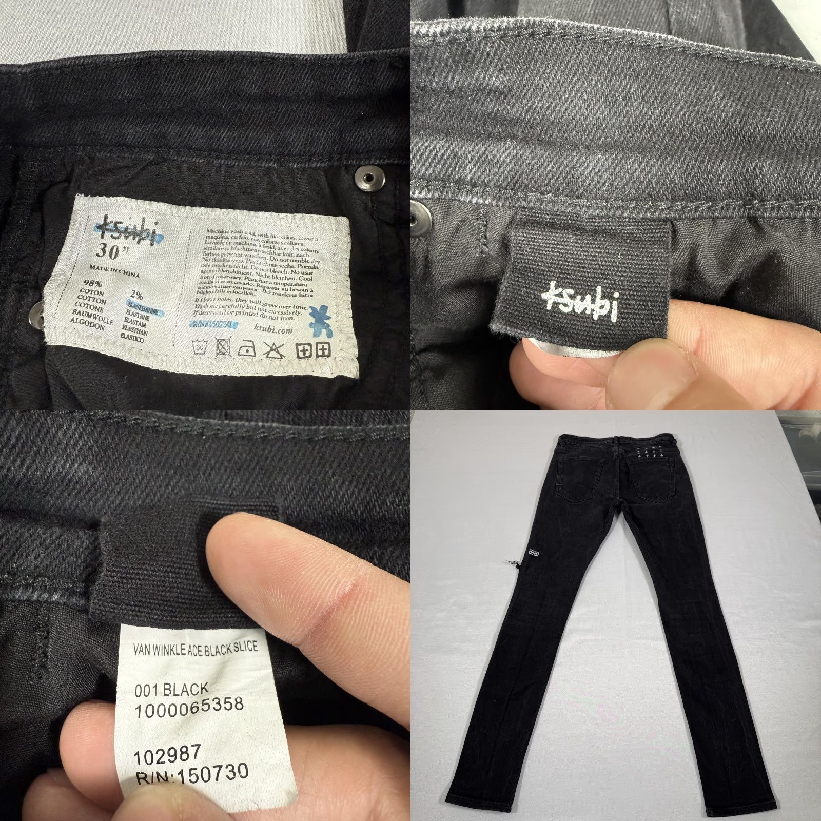Ksubi VINTAGE Ksubi Jeans Mens 30x32 Van Winkle Ace Black Slice Skinny Distressed Denim Pants Size US 30 / EU 46 - 9 Thumbnail