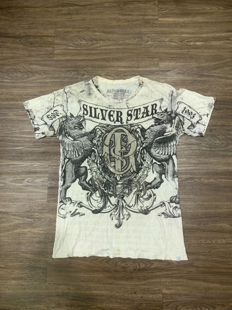Japanese Brand Y2K Silver Star Affliction Style Tee Size US L / EU 52-54 / 3 - 1 Thumbnail