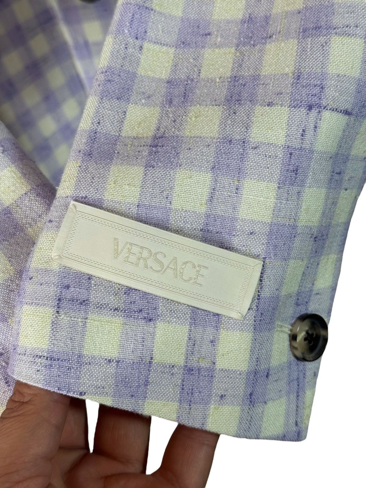 Versace Versace Men’s Suit Lilac Ivory Checkered Size 48 Size 38R - 5 Thumbnail