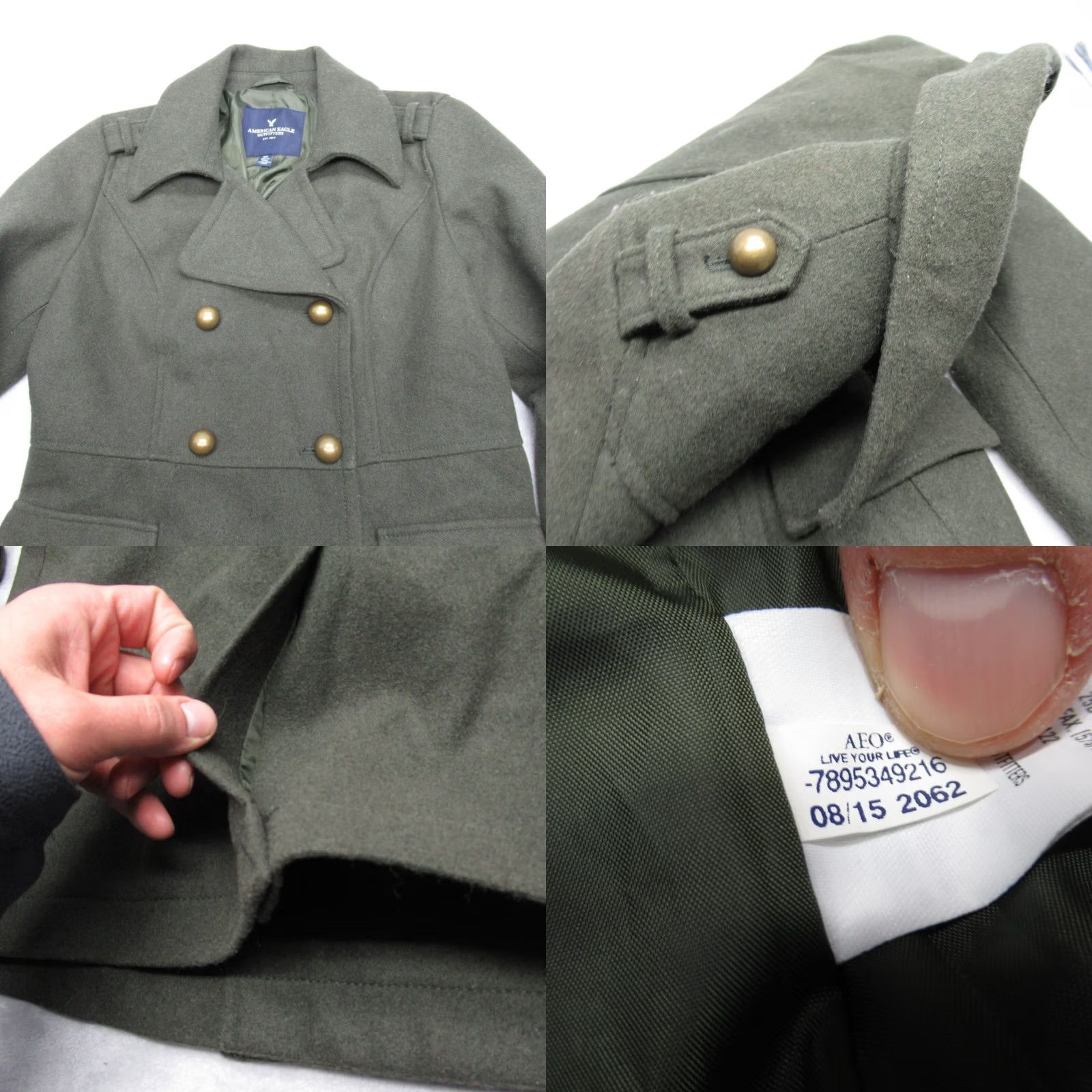 American Eagle Outfitters American Eagle Coat Wool Blend Double Breast Insulated Jacket Women Small Green Size S / US 4 / IT 40 - 8 Thumbnail