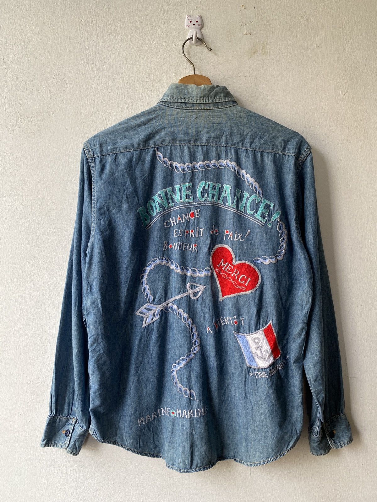 Indigo × Japanese Brand × Kapital Vintage 90s Japan Made In Indigo Spellout Design Shirt Size US M / EU 48-50 / 2 - 4 Thumbnail