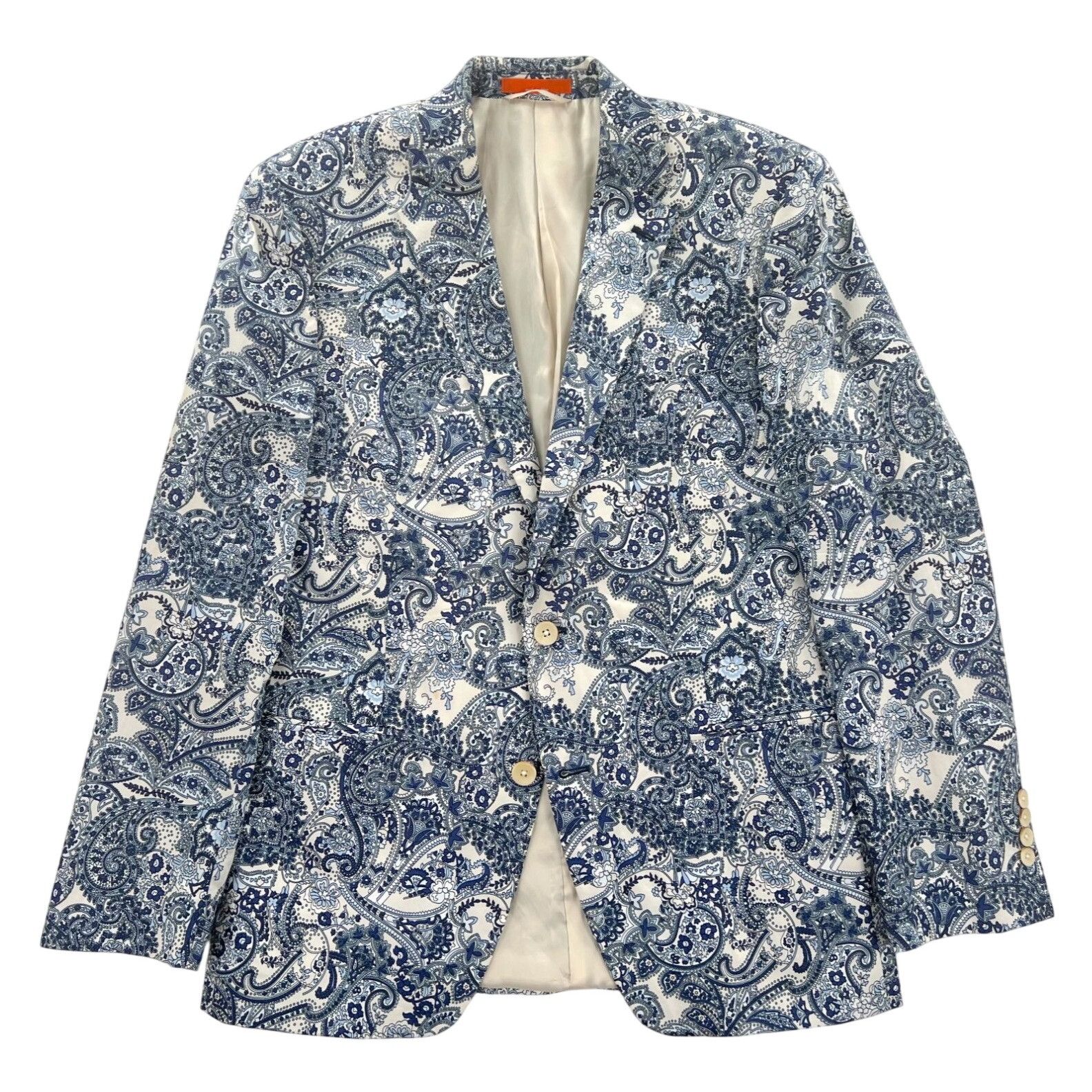Tallia Tallia Blue/White Paisley Dual-Vented Sportcoat Size 40R - 1 Thumbnail
