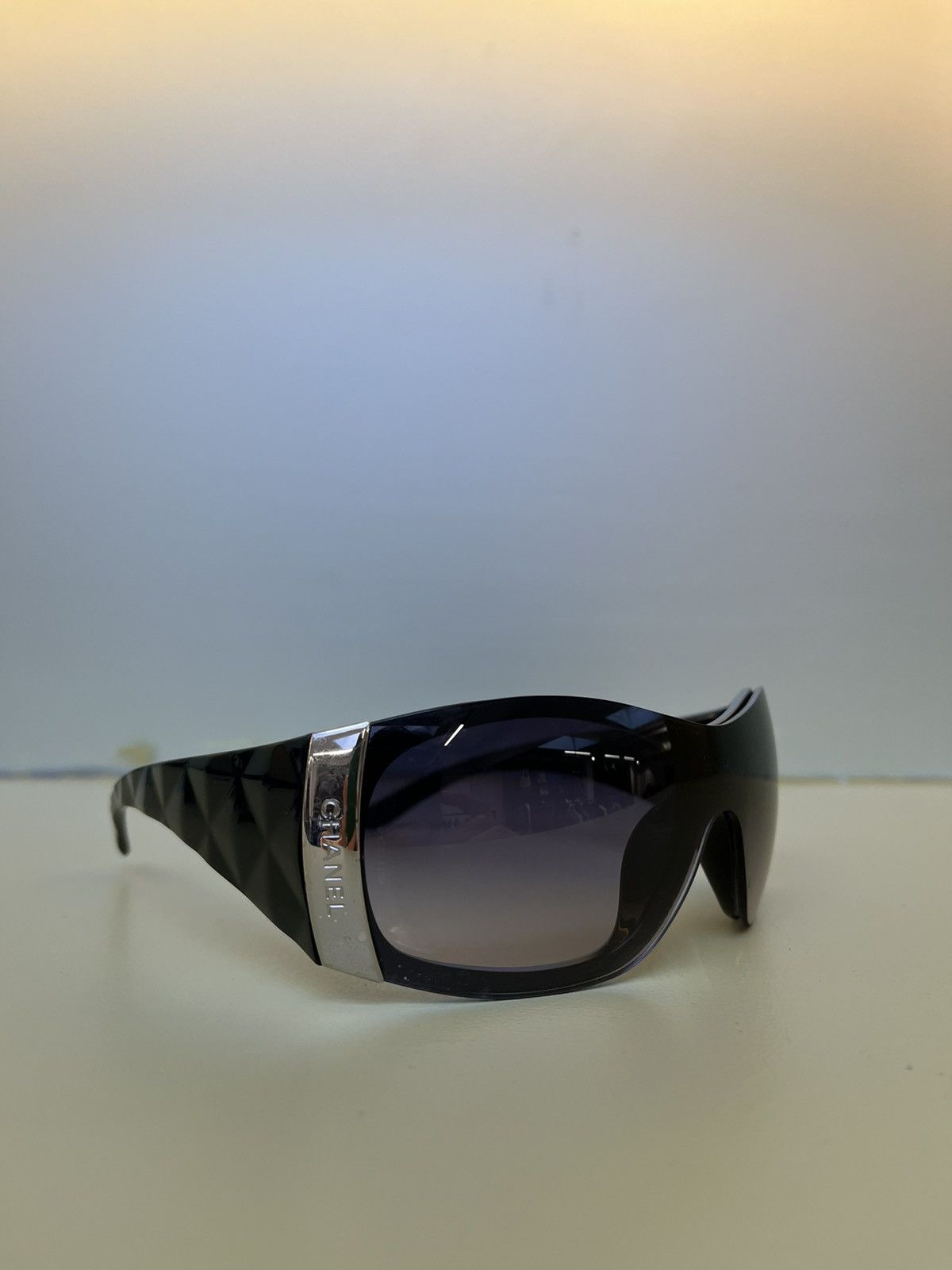 image of Chanel 6009 Silver Oversized Logo Mask Sunglasses, Women's