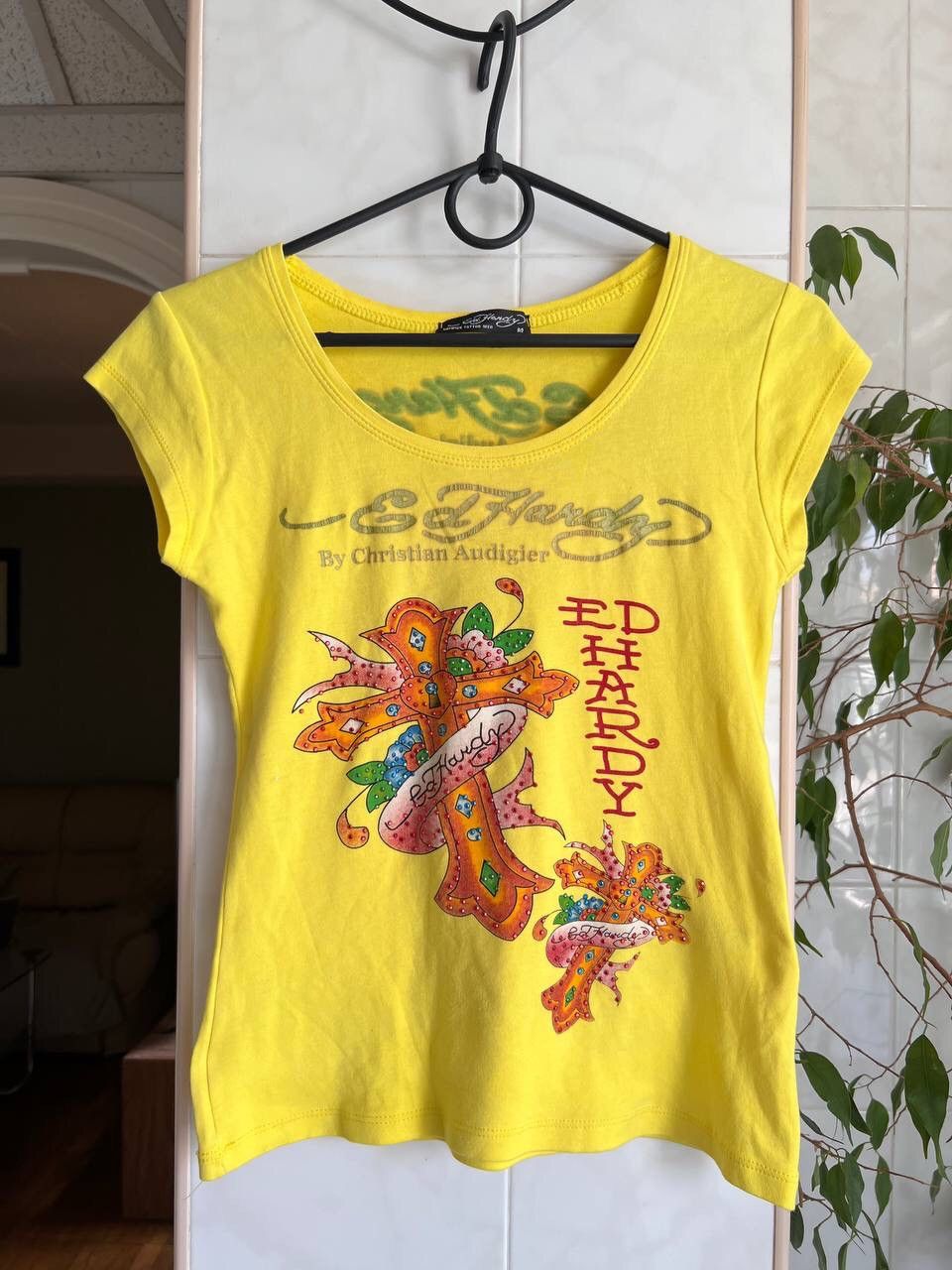 Christian Audigier × Ed Hardy 2000s Ed Hardy Summer Tattoo Rhinestone Y2K Short sleeve Top Size M / US 6-8 / IT 42-44 - 1 Thumbnail