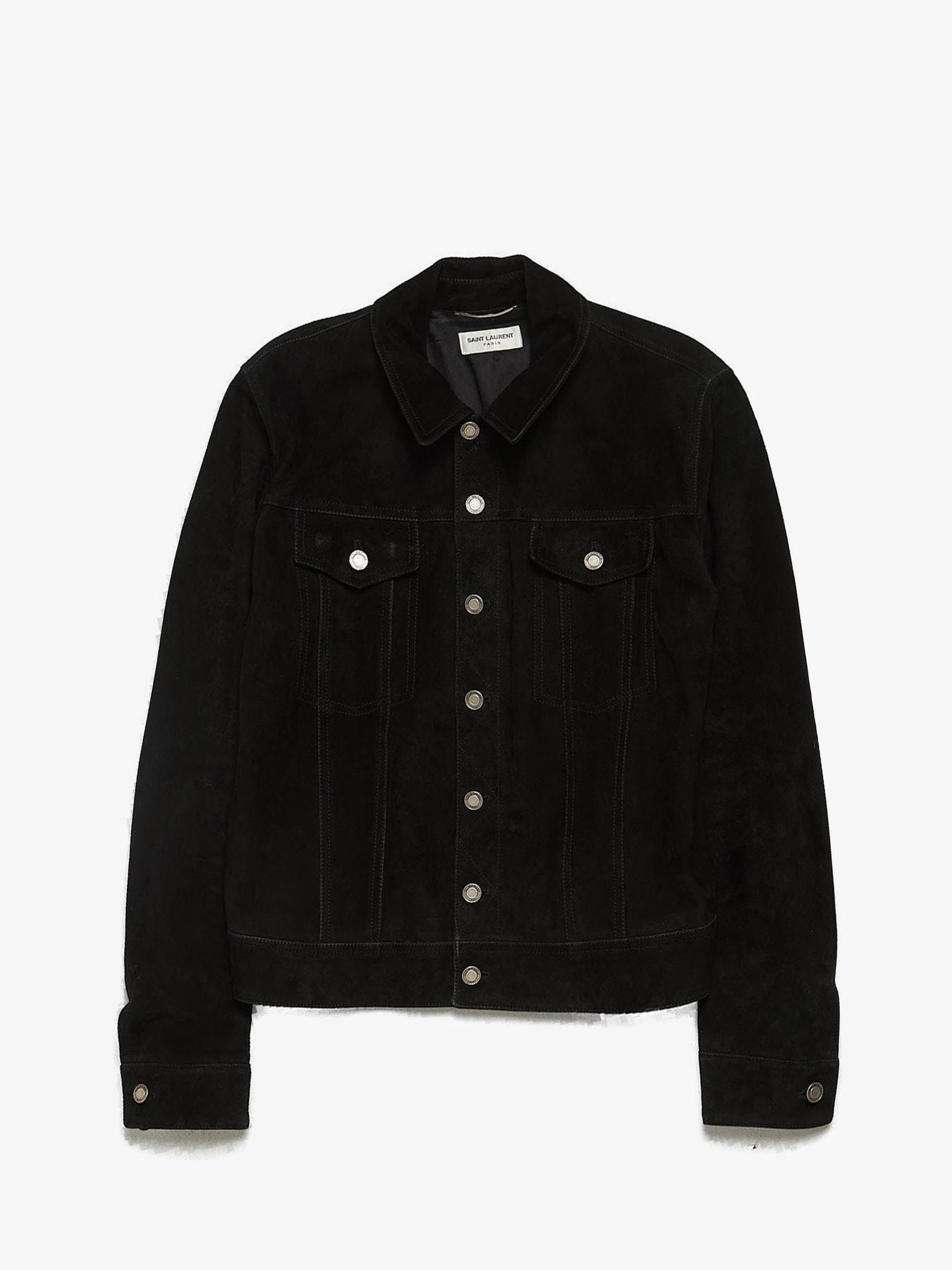 Black Single Breasted Buttoned Suede Light Jacket