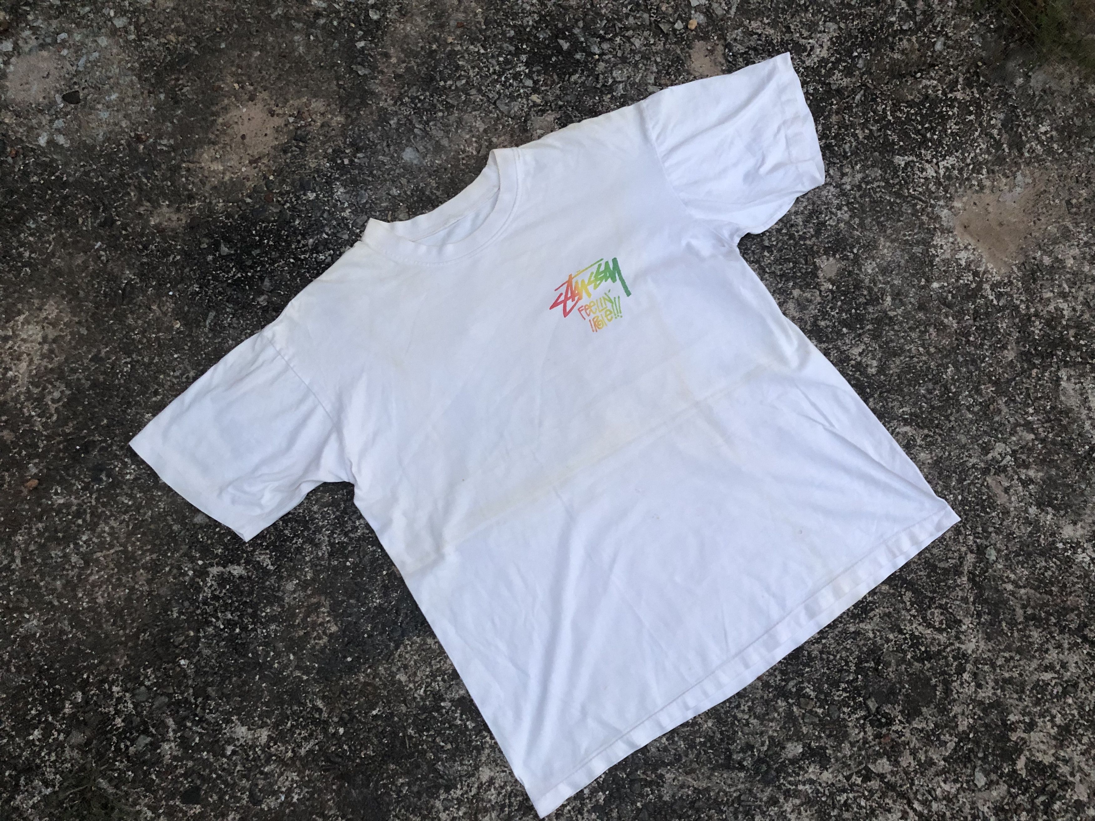 Vintage 🔥Vintage Original 90s STUSSY "Feelin' Irie" Rasta T-Shirt Size US XL / EU 56 / 4 - 2 Thumbnail