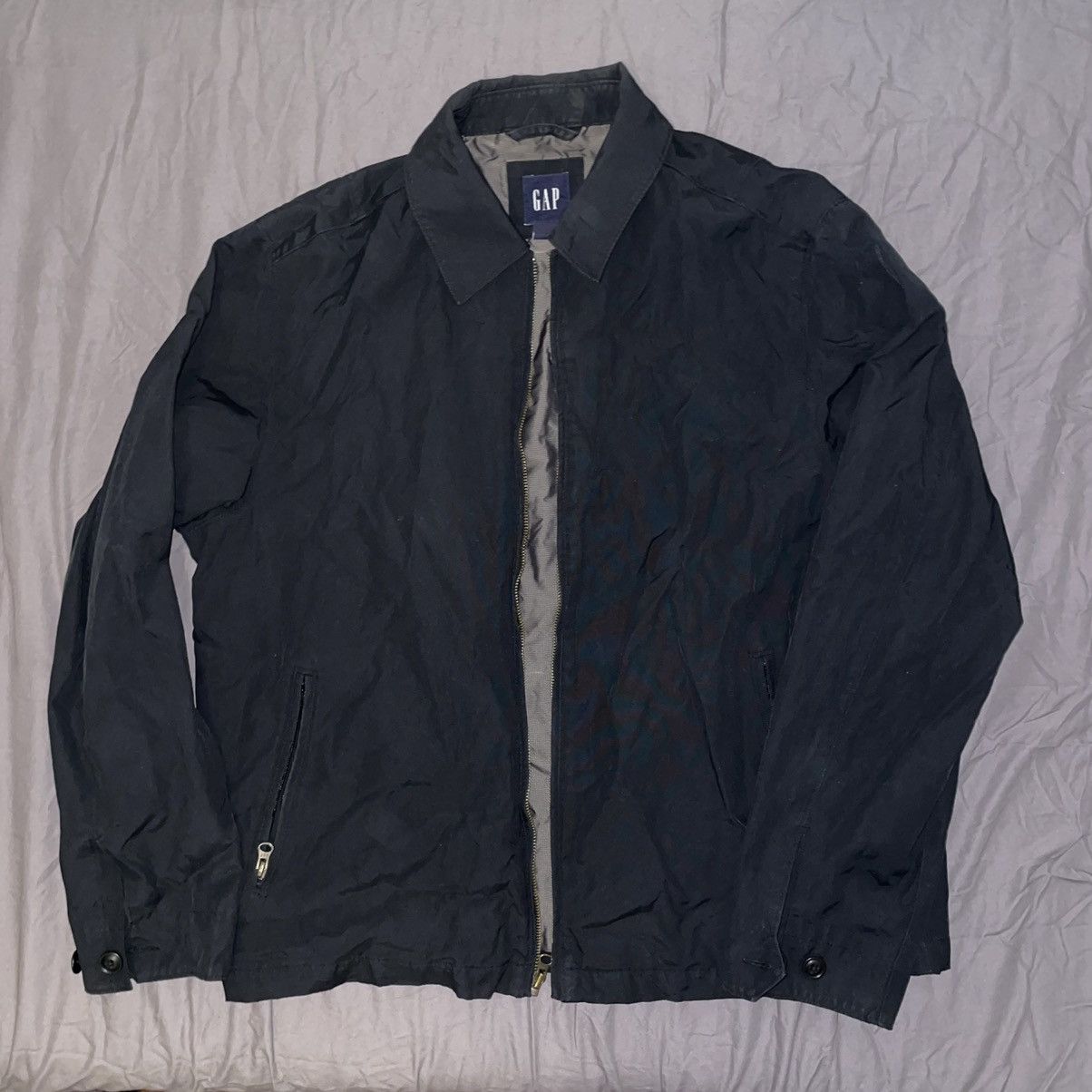 Gap Gap Black Zip-Up Bomber Jacket Size US L / EU 52-54 / 3 - 1 Thumbnail