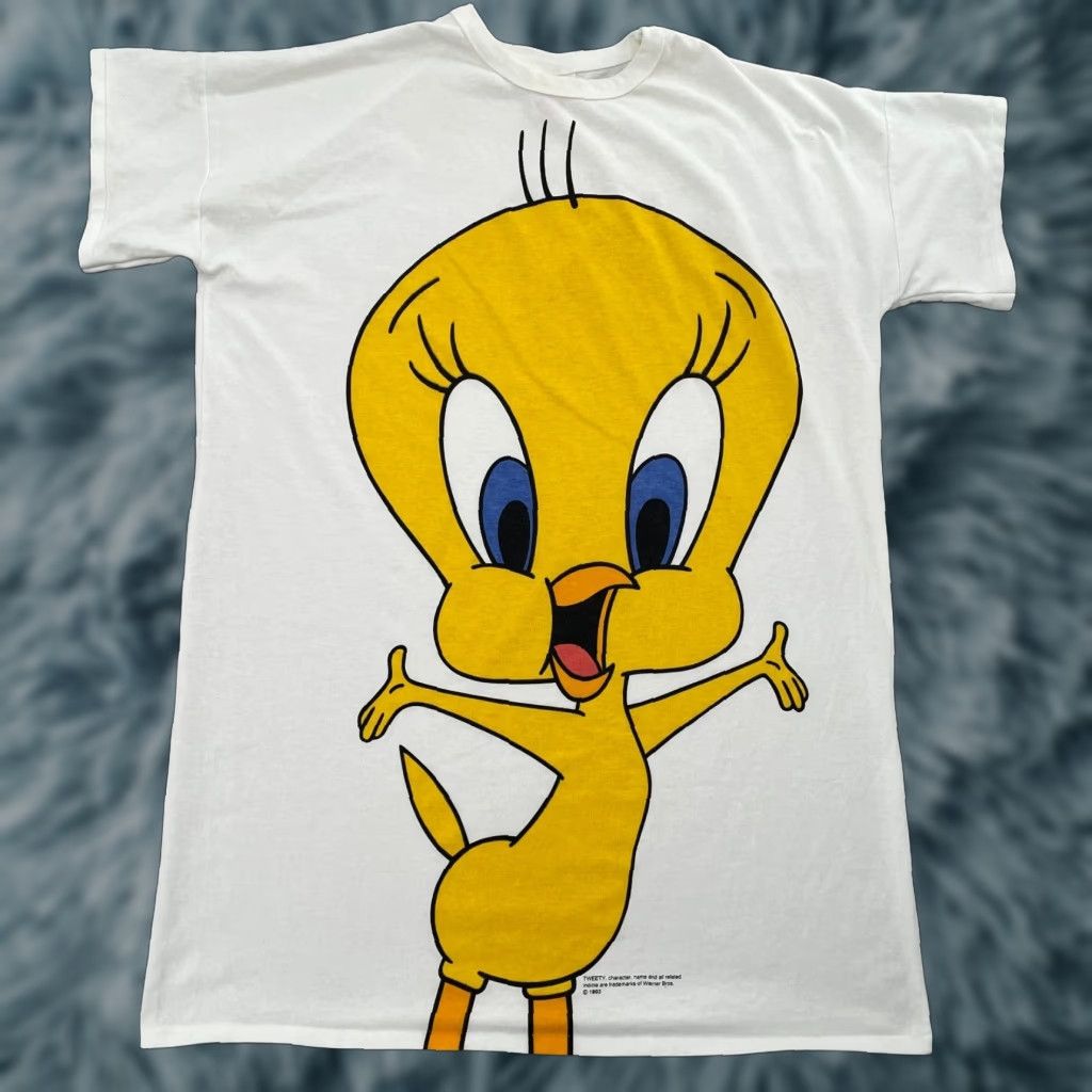 Vintage VINTAGE Tweety Bird Shirt Looney Tunes Big Print USA 90s Womens OS White T-Shirt Size ONE SIZE - 1 Thumbnail