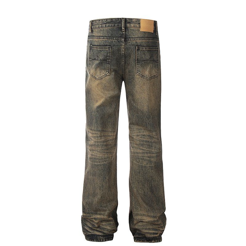 Vintage Men's Retro Loose Straight Leg Washed Distressed Flare Jeans Size US 32 / EU 48 - 2 Thumbnail