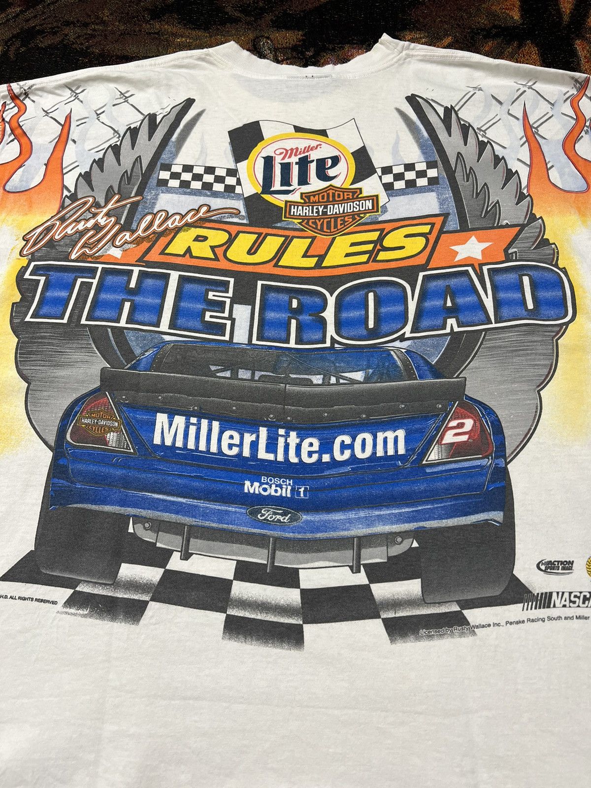 NASCAR Vintage Rusty Wallace Harley Davidson AOP Tee Size US XXL / EU 58 / 5 - 2 Thumbnail