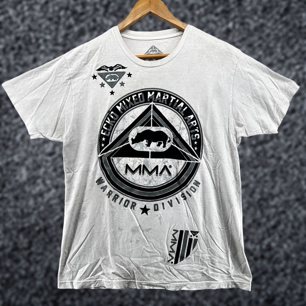 Ecko Unltd. Ecko Unltd Mixed Martial Arts Pullover T-Shirt White Men's L Short Sleeve Graphic Print Crew Neck Shirts Mens Regular Size L White GI Art Size US L / EU 52-54 / 3 - 1 Thumbnail