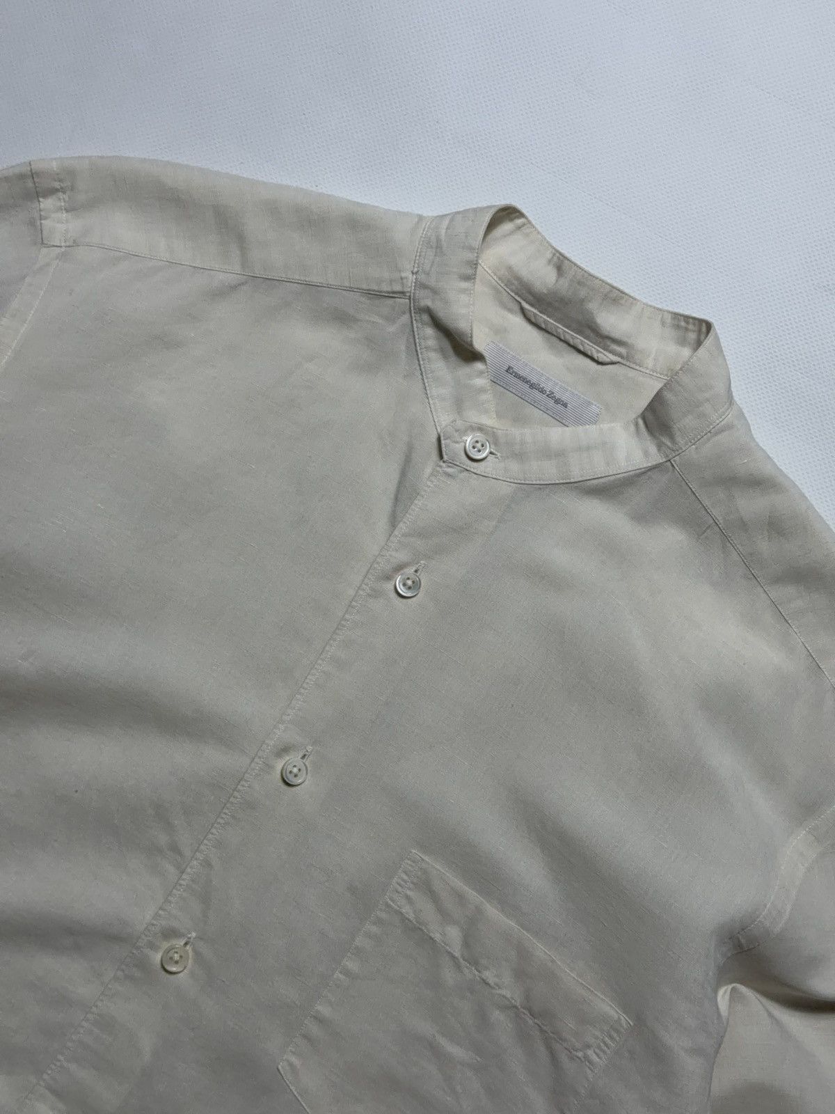 Ermenegildo Zegna Ermenegildo Zegna Linen Pocket Button Up Shirt Size US L / EU 52-54 / 3 - 4 Thumbnail