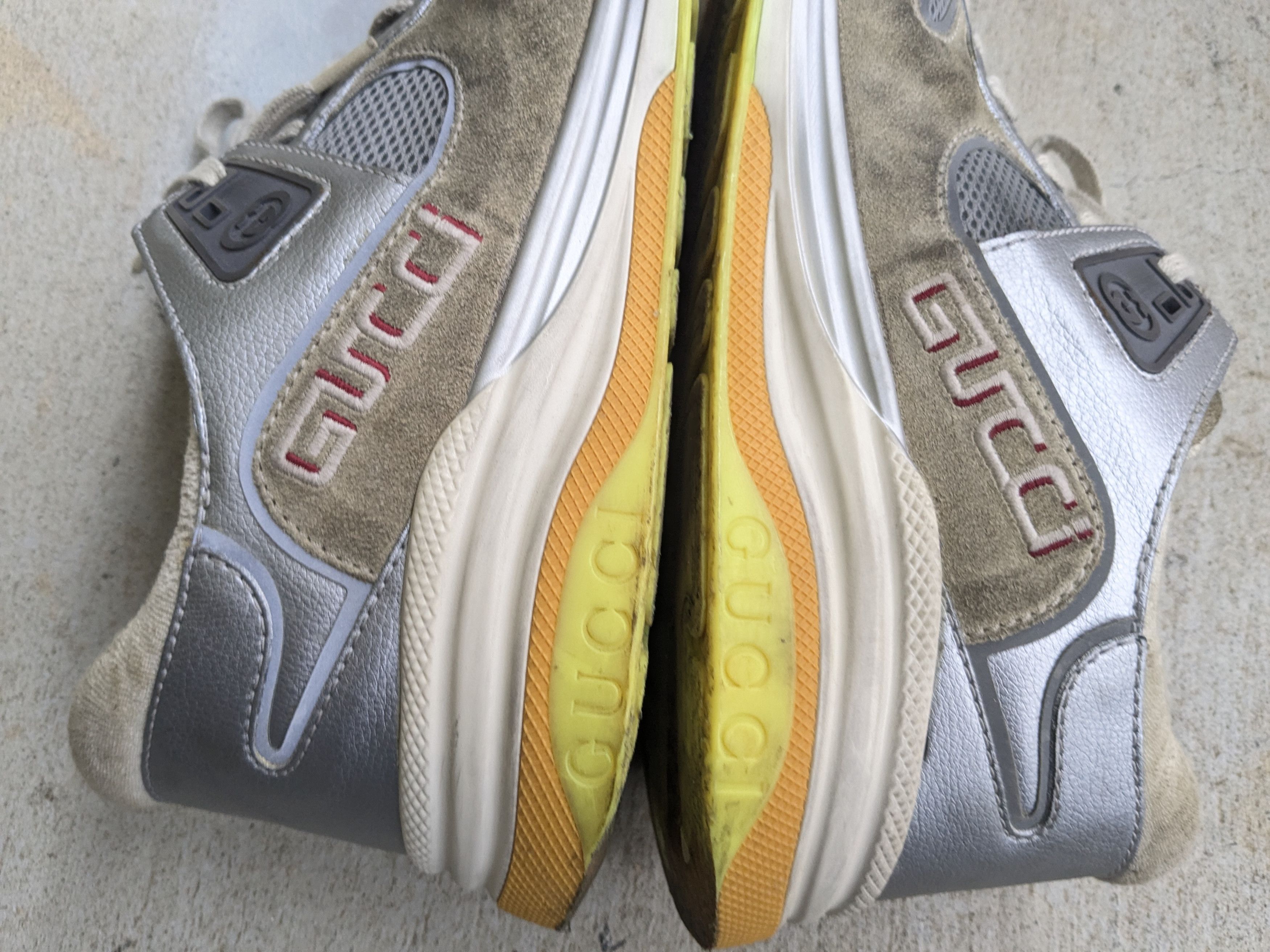Gucci Gucci Ultrapace Sneakers Silver Green 13.5 Gray Size US 13 / EU 46 - 11 Thumbnail