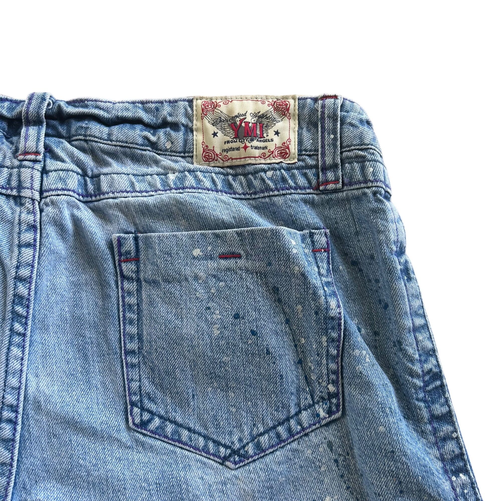 Vintage Vintage YMI Light Wash Paint Splatter Raw Hem Distressed Den Size 34" / US 12 / IT 48 - 5 Thumbnail