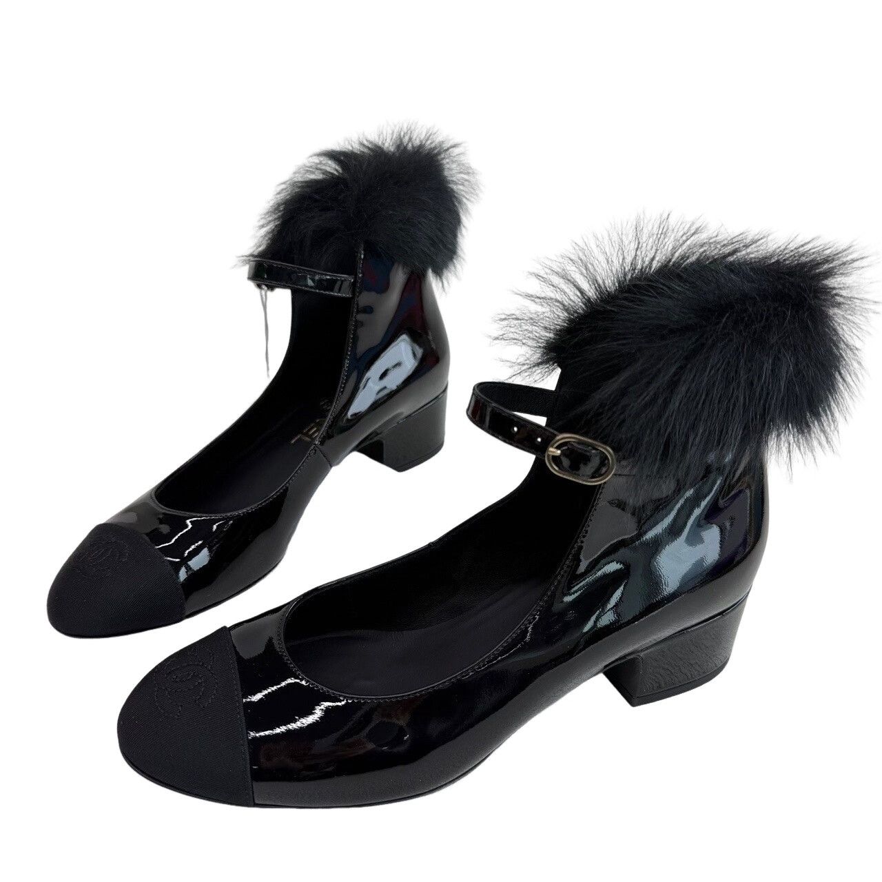 Chanel Chanel Fur Trim Patent Mary Jane Heels Size 36 Size US 6 / IT 36 - 1 Thumbnail