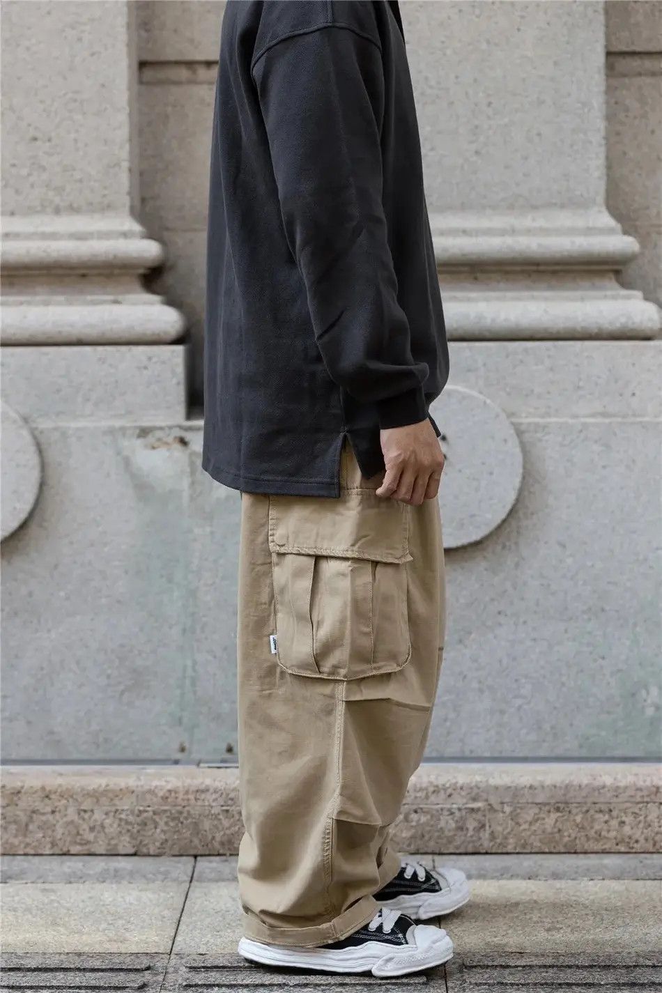 Japanese Brand × Vintage Japanese Style Beige Baggy Cargo Pants Size US 34 / EU 50 - 3 Thumbnail