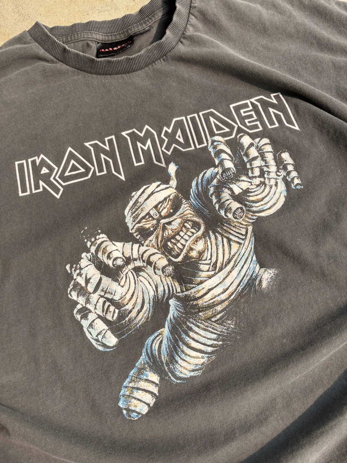 Band Tees Crazy Iron Maiden Boxy Faded Grey Baggy Boxy Band Tee Size US XL / EU 56 / 4 - 3 Thumbnail
