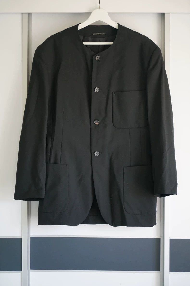 Yohji Yamamoto Yohji Yamamoto Yohji Yamamoto Black No-Collar Jacket Size US S / EU 44-46 / 1 - 1 Thumbnail