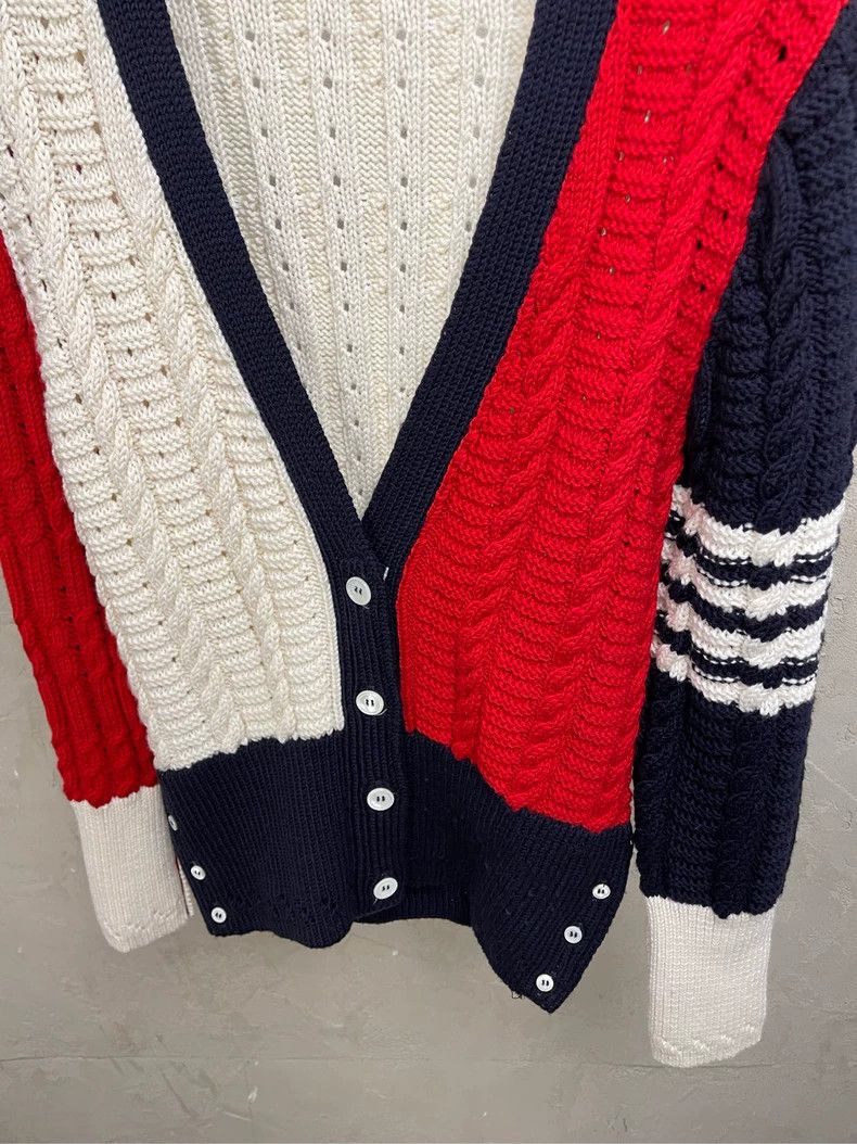 Thom Browne Thom browne Red and white color block four-striped wool car Size M / US 6-8 / IT 42-44 - 3 Thumbnail