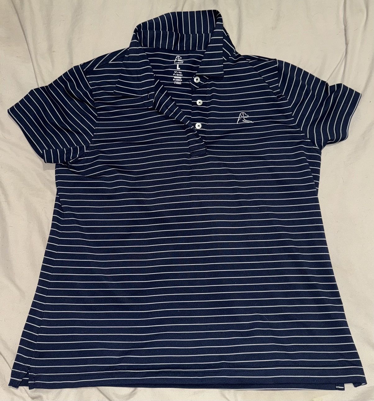 Other RHOBACK Womens Size Large Polo Blue with White Stripes Size M / US 6-8 / IT 42-44 - 1 Thumbnail