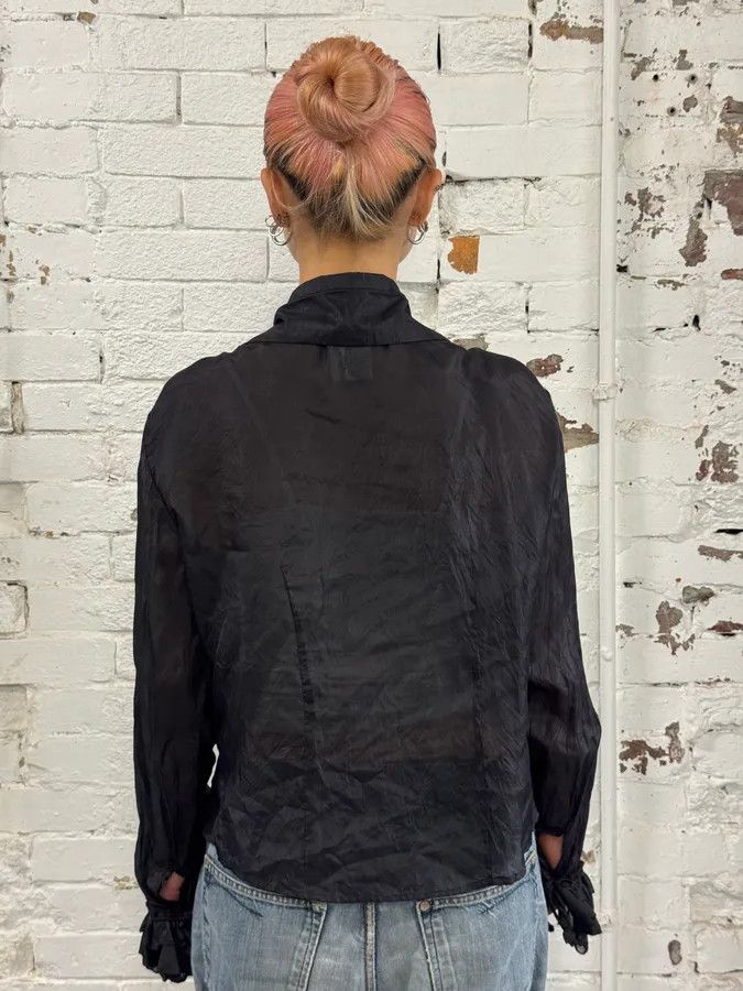 Just Cavalli AW2003 Cavalli Black Crinkled Shirt Size S / US 4 / IT 40 - 2 Thumbnail