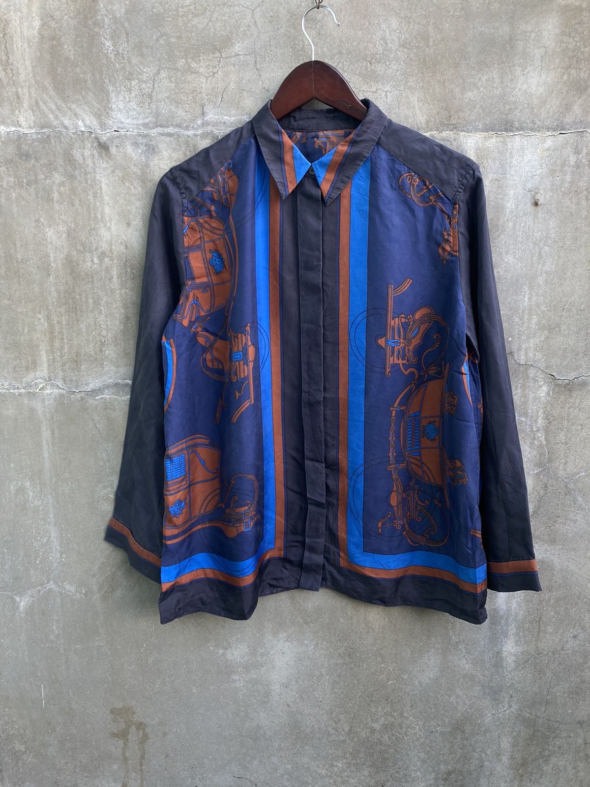 Hermes Carriage Pattern Silk Button Up Shirt Size US M / EU 48-50 / 2 - 1 Thumbnail
