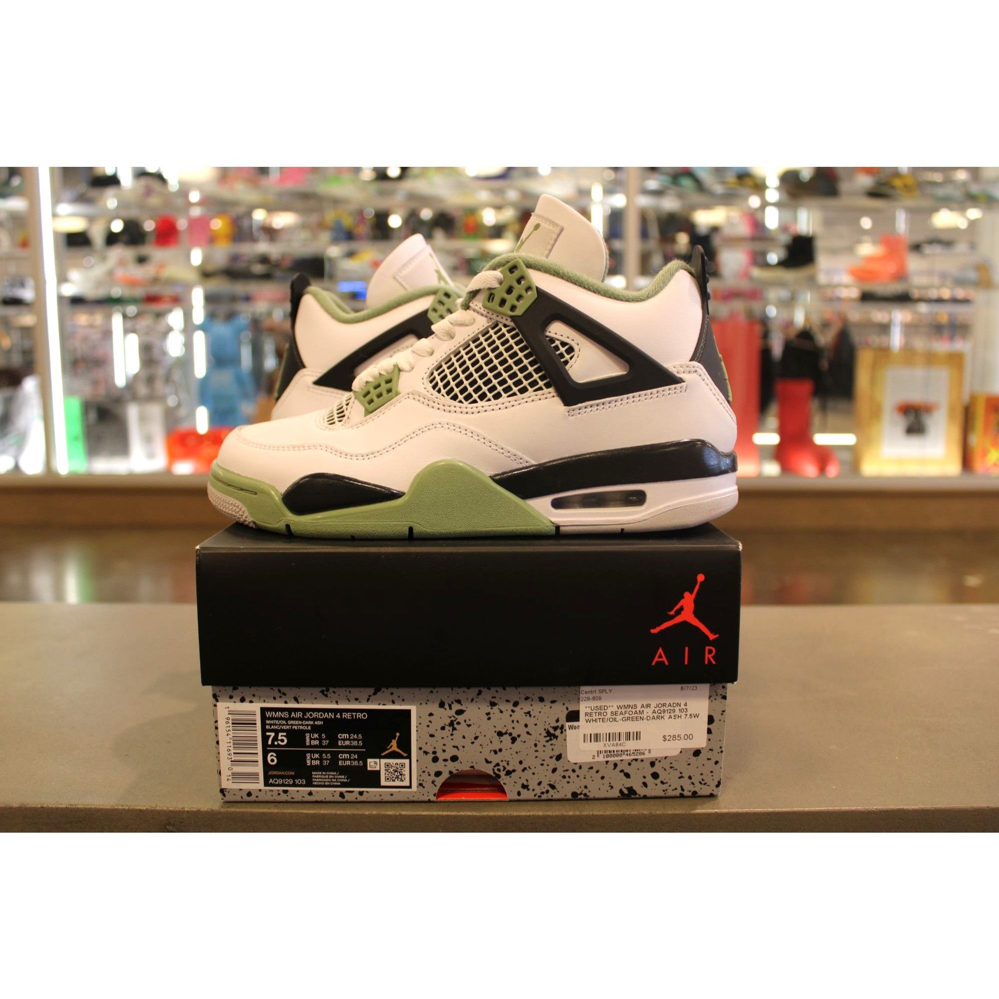 Air Jordan 4 WMNS Oil Green Seafoam AQ9129-103