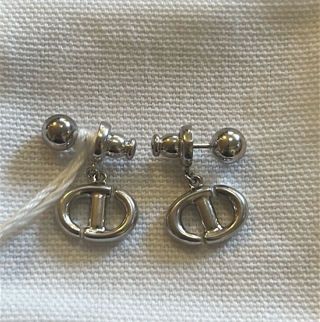 Christian Dior CD NAVY Earrings Silver-Finish Metal