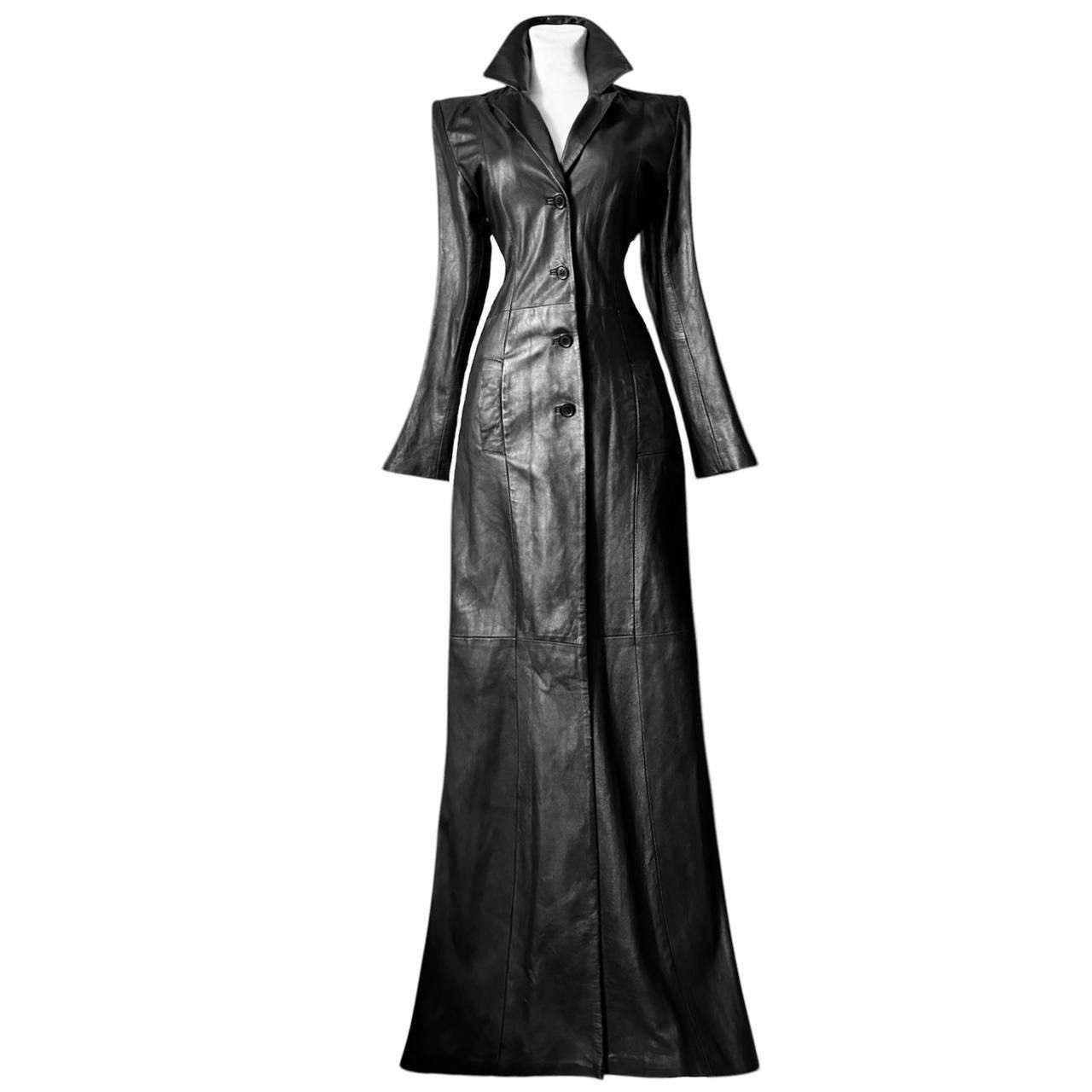 Vintage Super long matrix leather coat Size S / US 4 / IT 40 - 2 Thumbnail